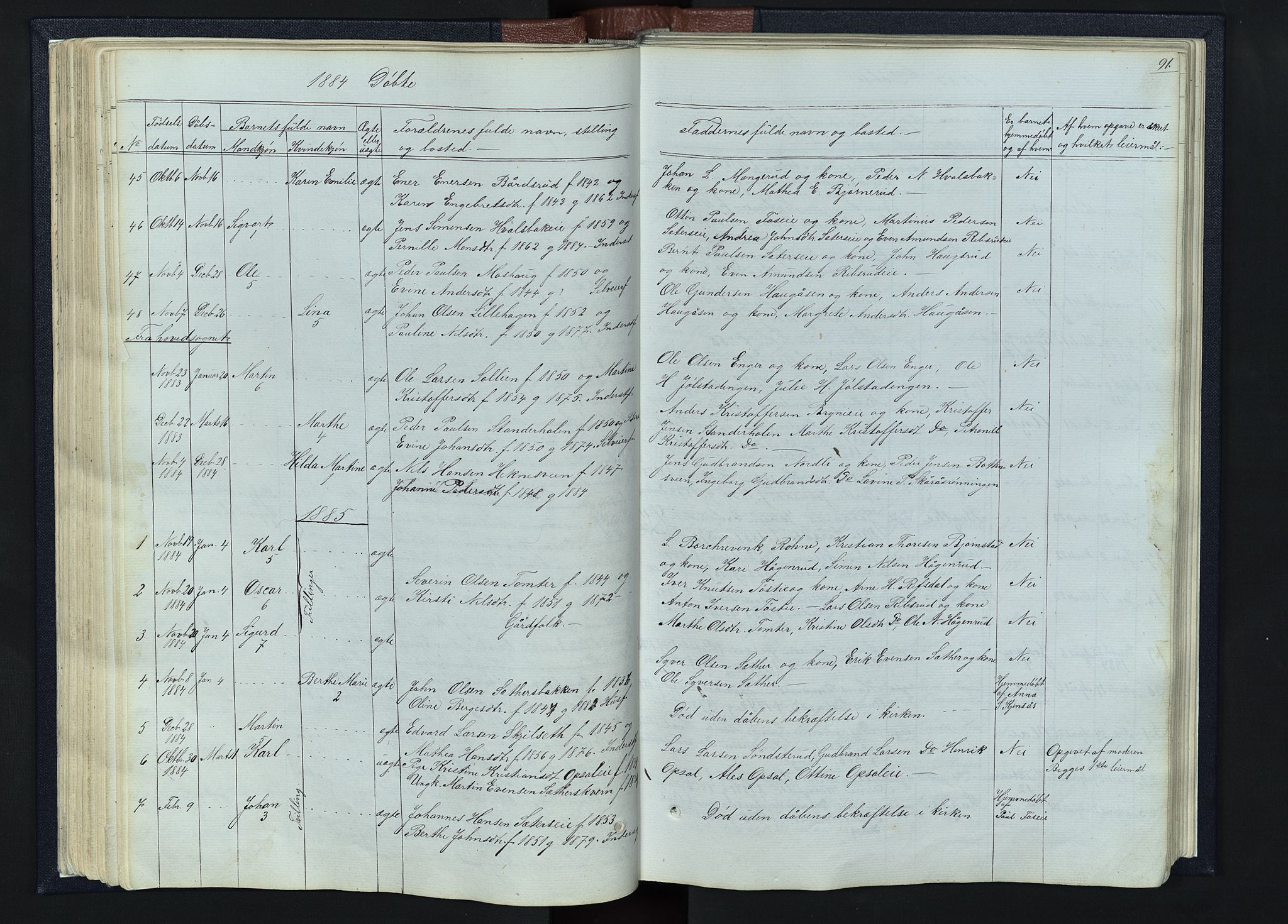 Romedal prestekontor, AV/SAH-PREST-004/L/L0010: Klokkerbok nr. 10, 1860-1895, s. 91