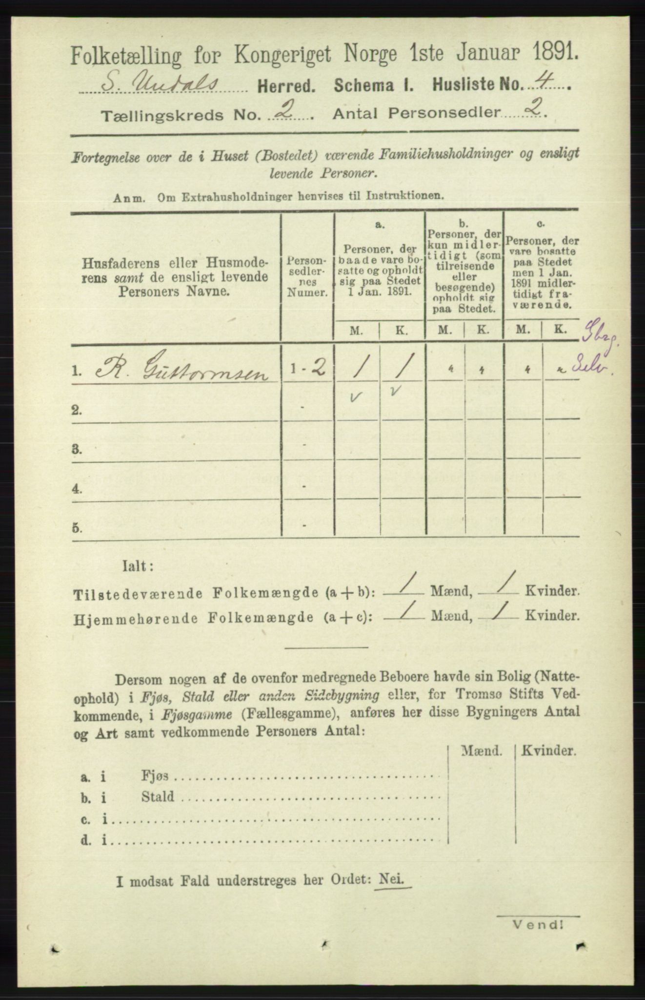 RA, Folketelling 1891 for 1029 Sør-Audnedal herred, 1891, s. 345