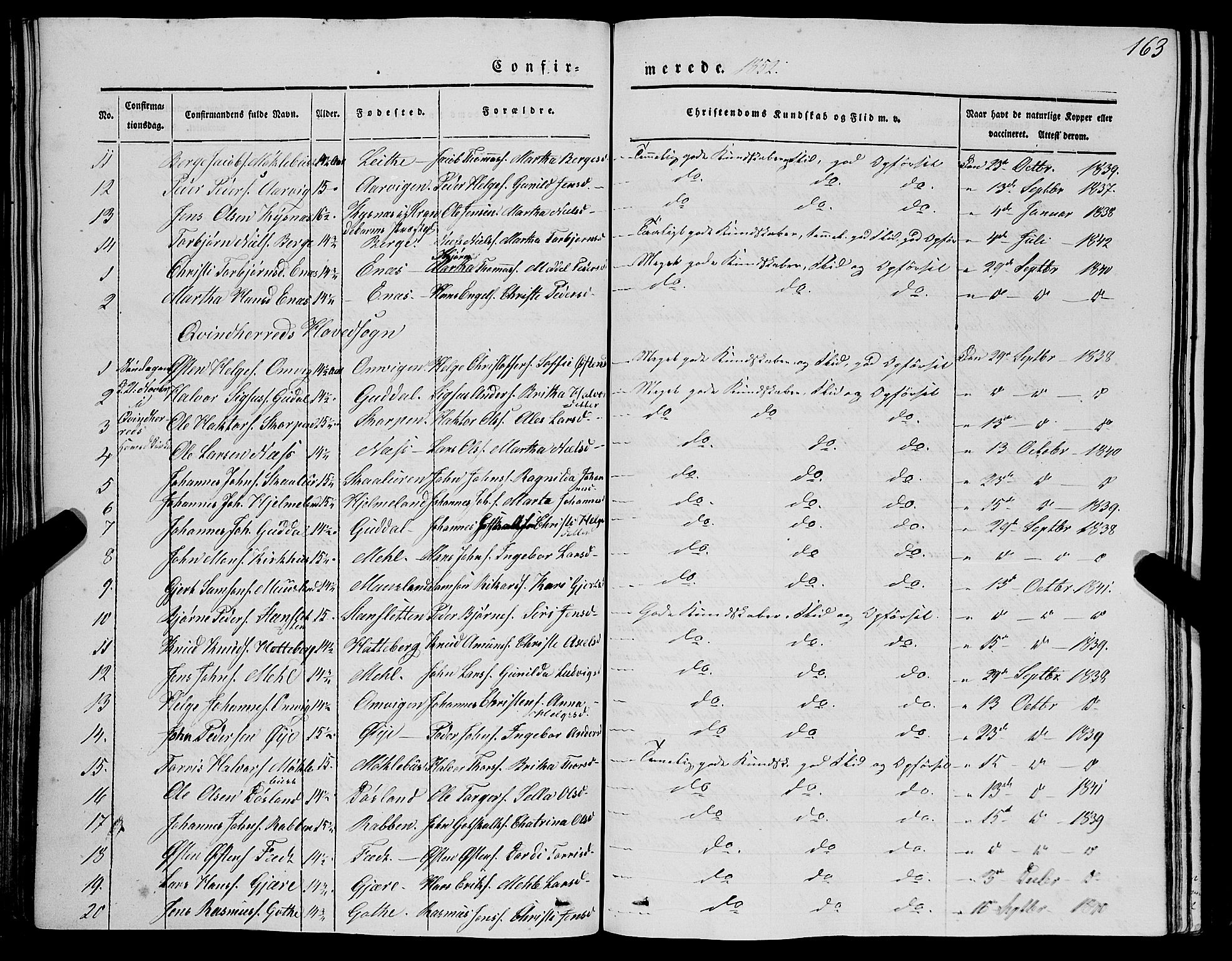 Kvinnherad sokneprestembete, SAB/A-76401/H/Haa: Ministerialbok nr. A 7, 1843-1853, s. 163