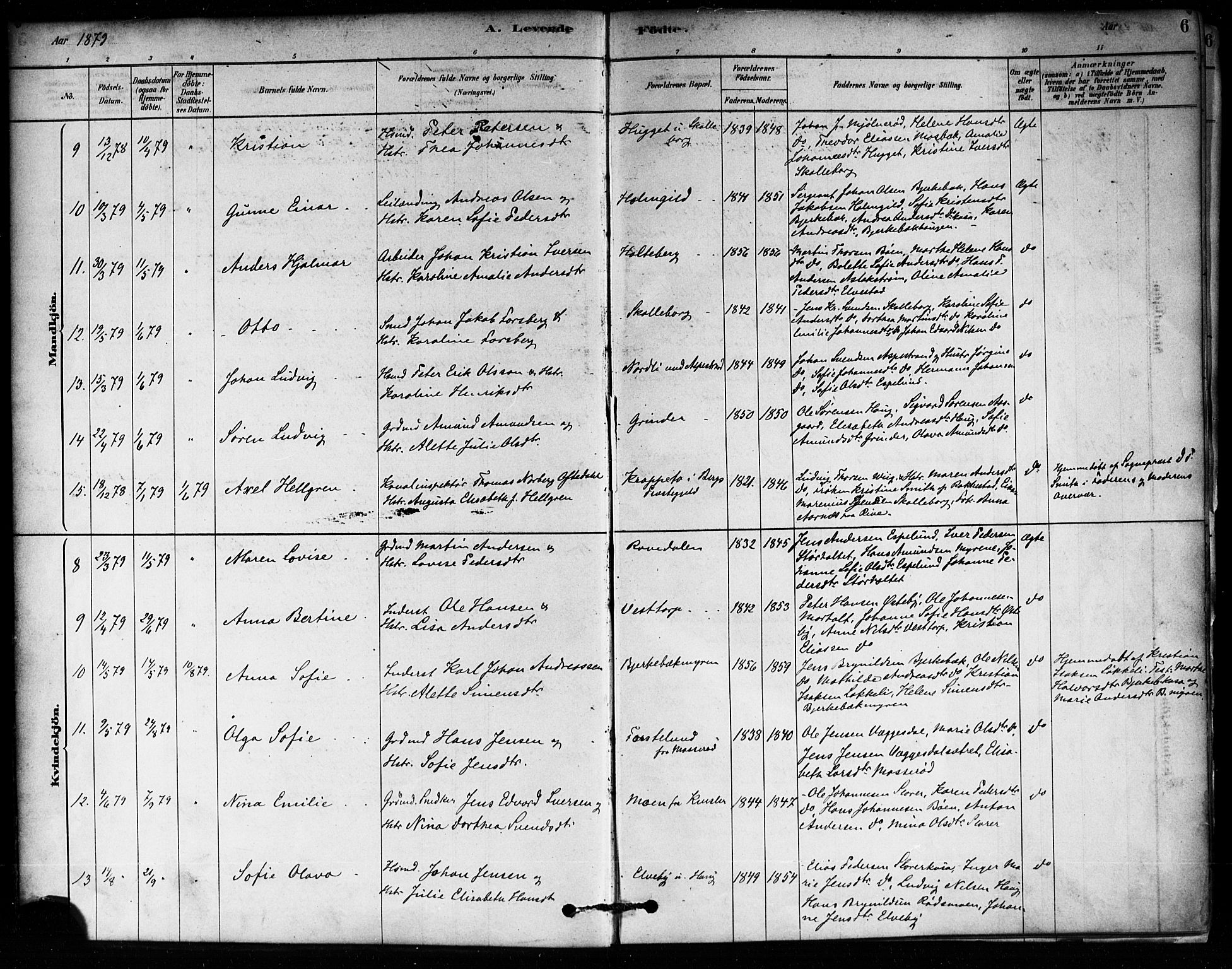 Aremark prestekontor Kirkebøker, AV/SAO-A-10899/F/Fa/L0005: Ministerialbok nr. I 5, 1878-1897, s. 6