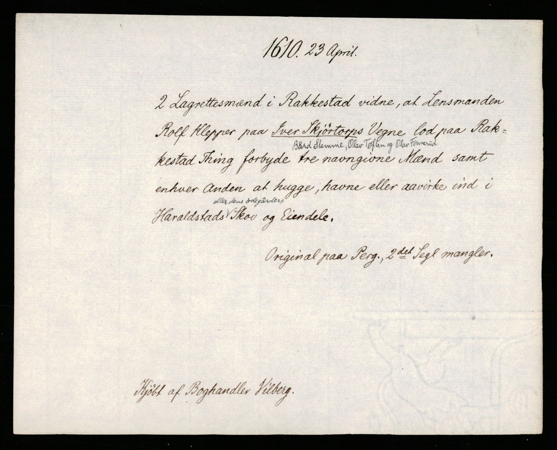 Riksarkivets diplomsamling, AV/RA-EA-5965/F35/F35b/L0005: Riksarkivets diplomer, seddelregister, 1601-1612, s. 579