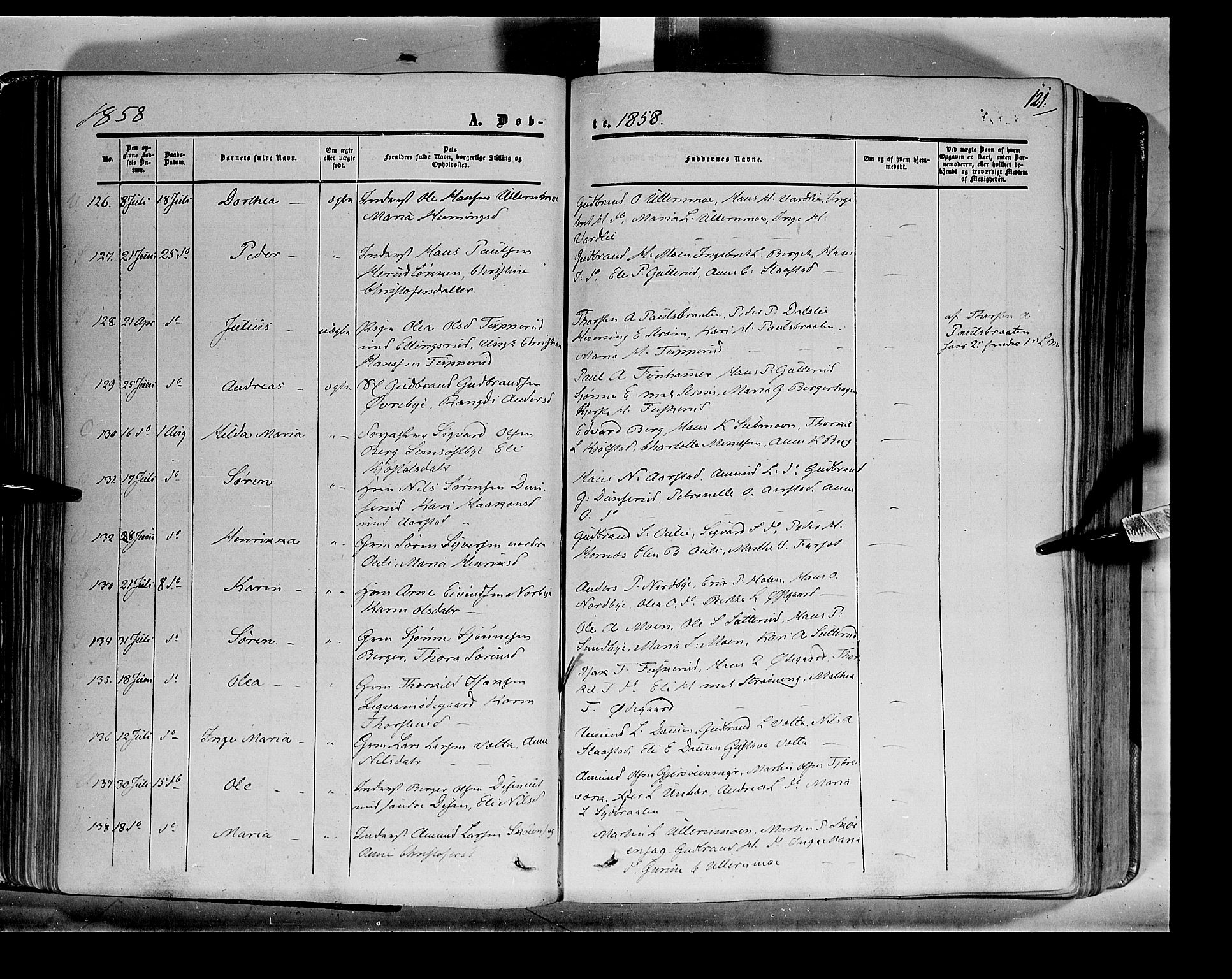 Sør-Odal prestekontor, AV/SAH-PREST-030/H/Ha/Haa/L0001: Ministerialbok nr. 1, 1849-1859, s. 121
