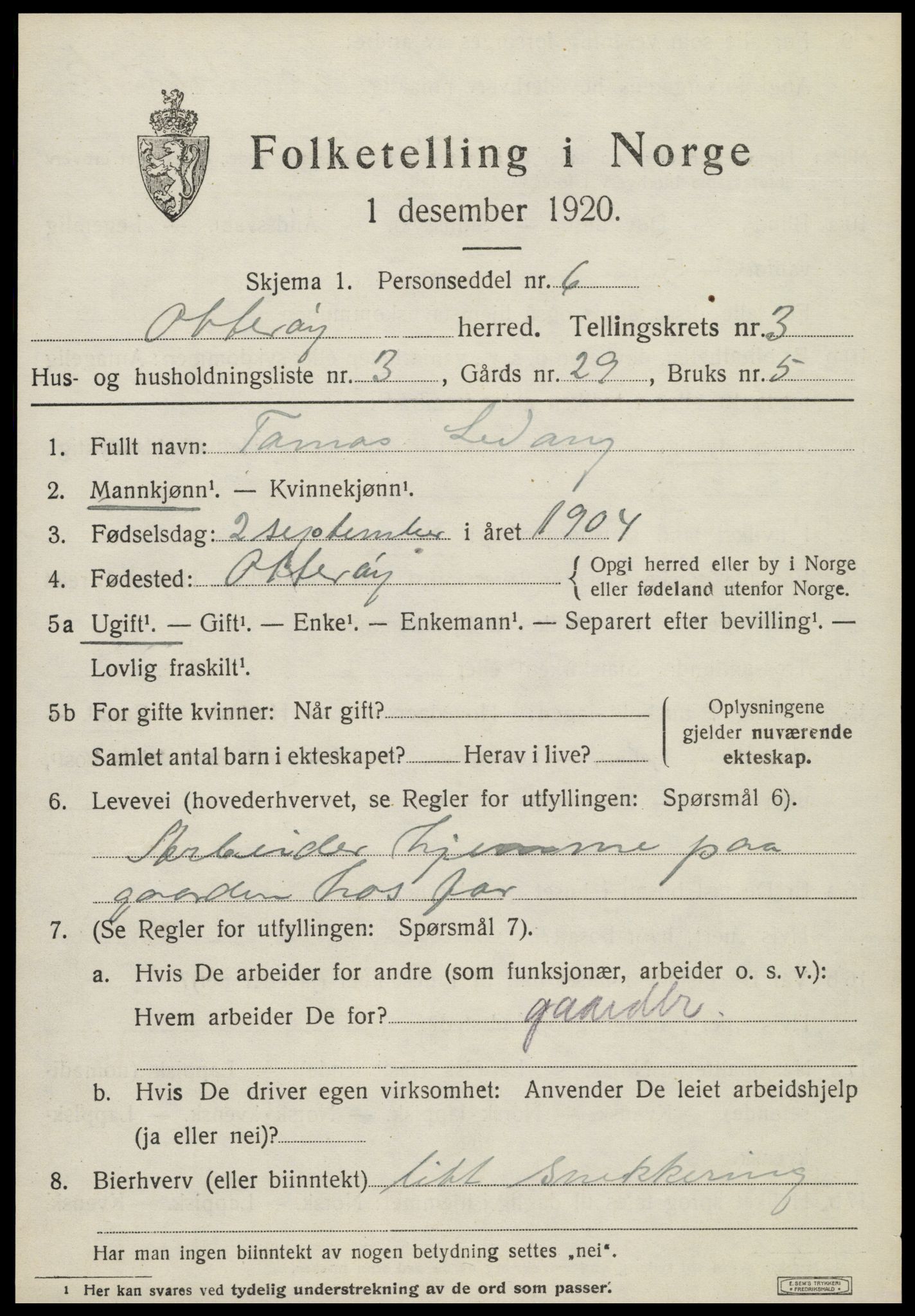 SAT, Folketelling 1920 for 1747 Otterøy herred, 1920, s. 1443