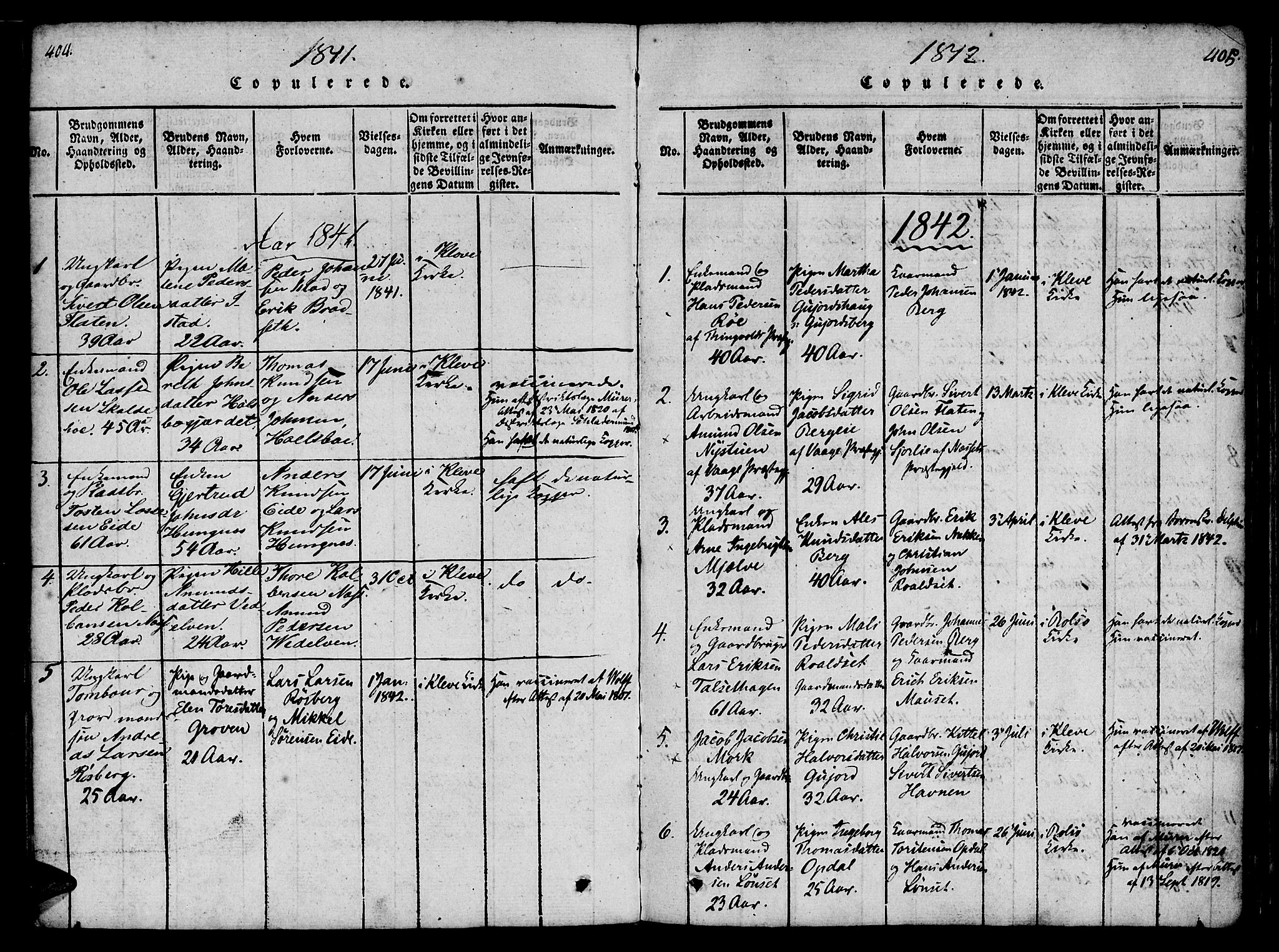 Ministerialprotokoller, klokkerbøker og fødselsregistre - Møre og Romsdal, SAT/A-1454/557/L0679: Ministerialbok nr. 557A01, 1818-1843, s. 404-405