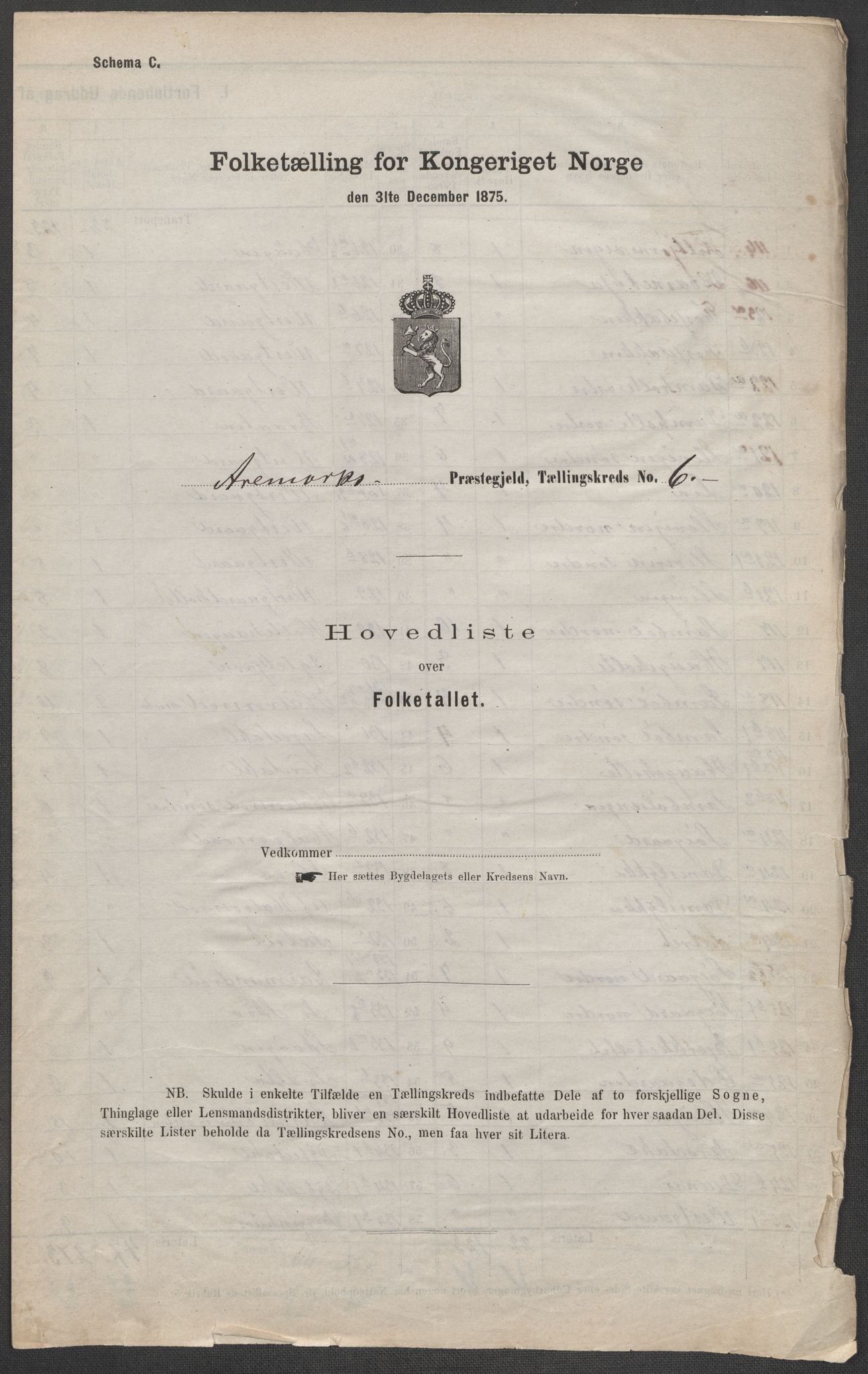 RA, Folketelling 1875 for 0118P Aremark prestegjeld, 1875, s. 16