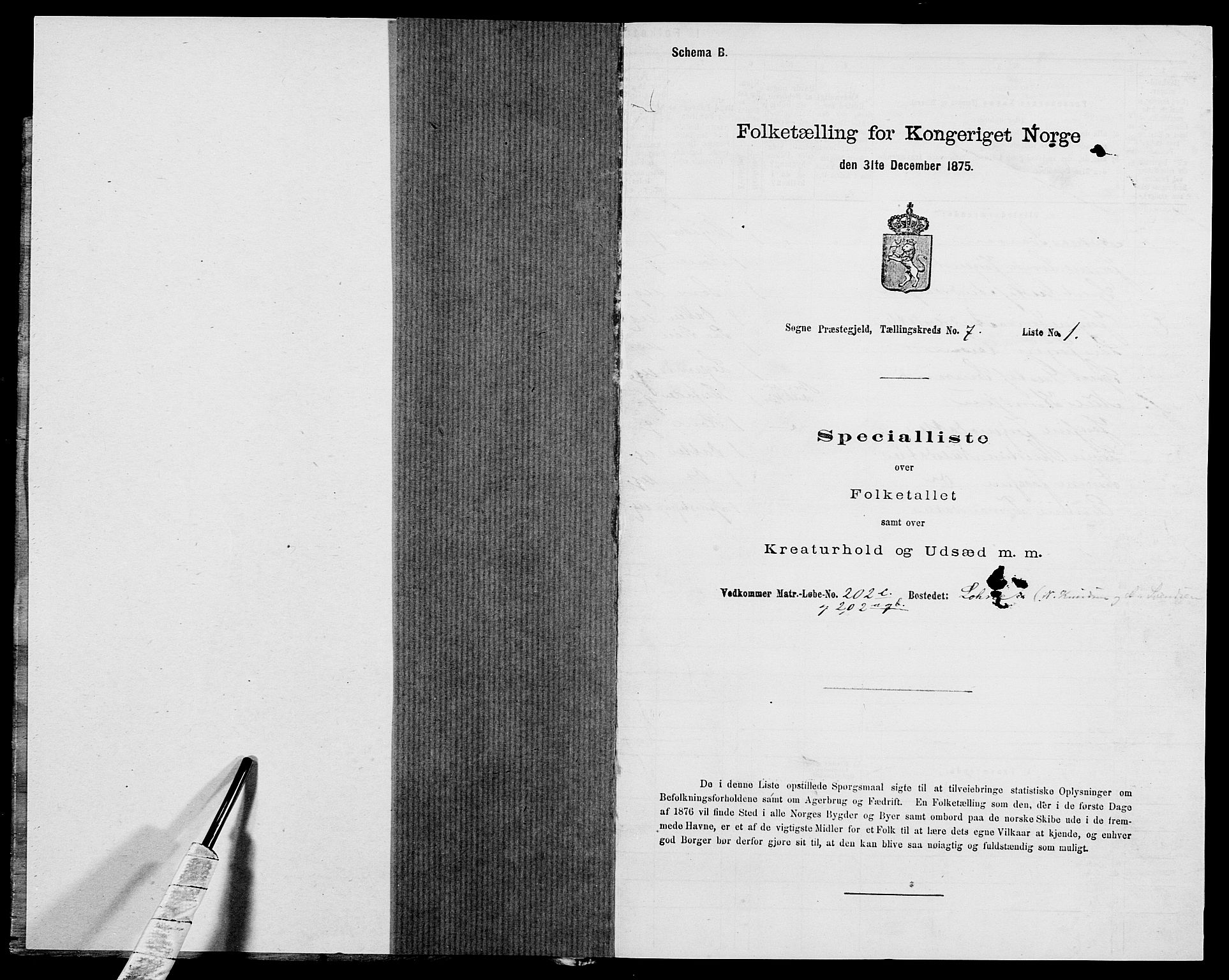 SAK, Folketelling 1875 for 1018P Søgne prestegjeld, 1875, s. 551