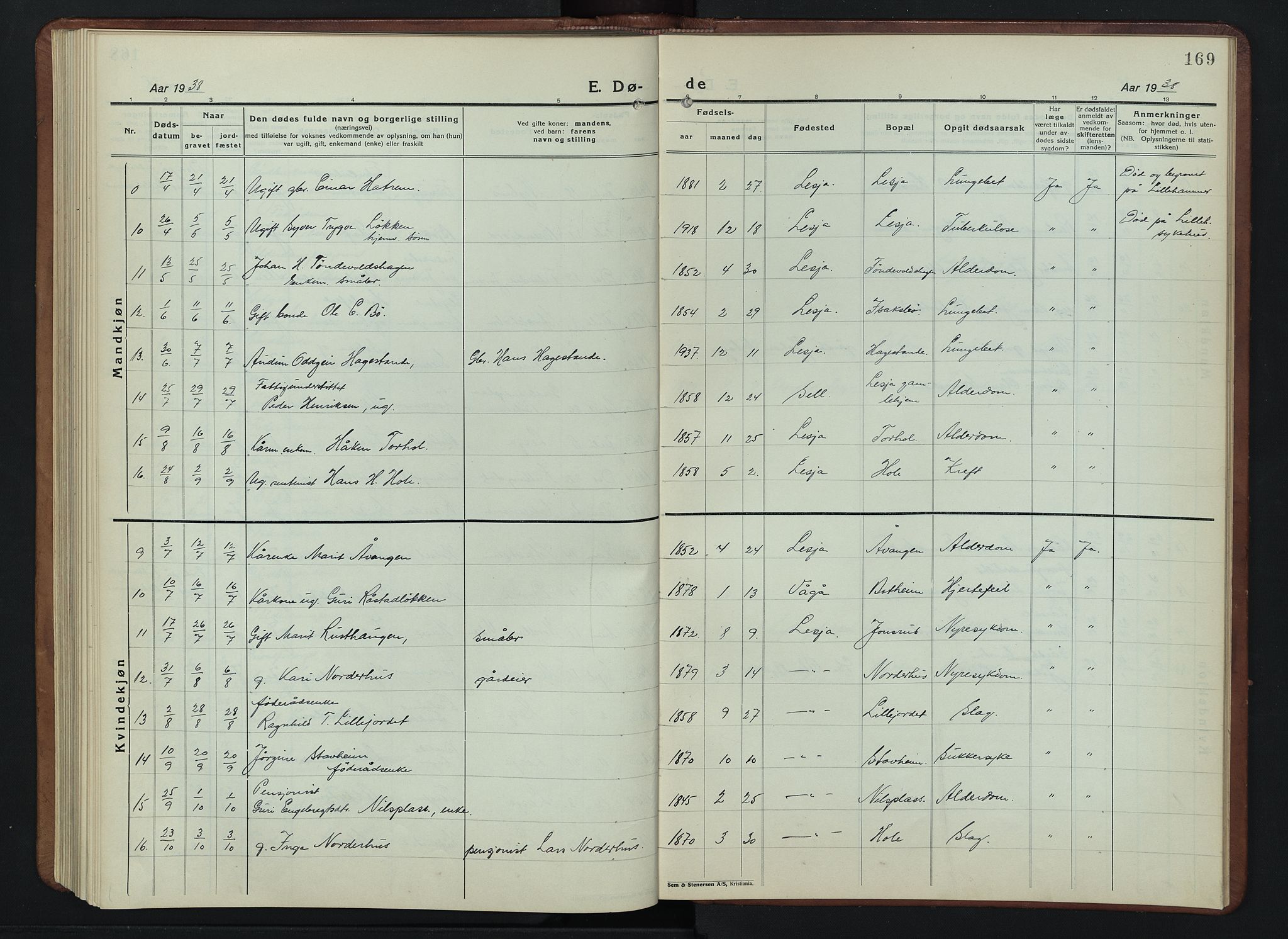 Lesja prestekontor, AV/SAH-PREST-068/H/Ha/Hab/L0009: Klokkerbok nr. 9, 1924-1947, s. 169