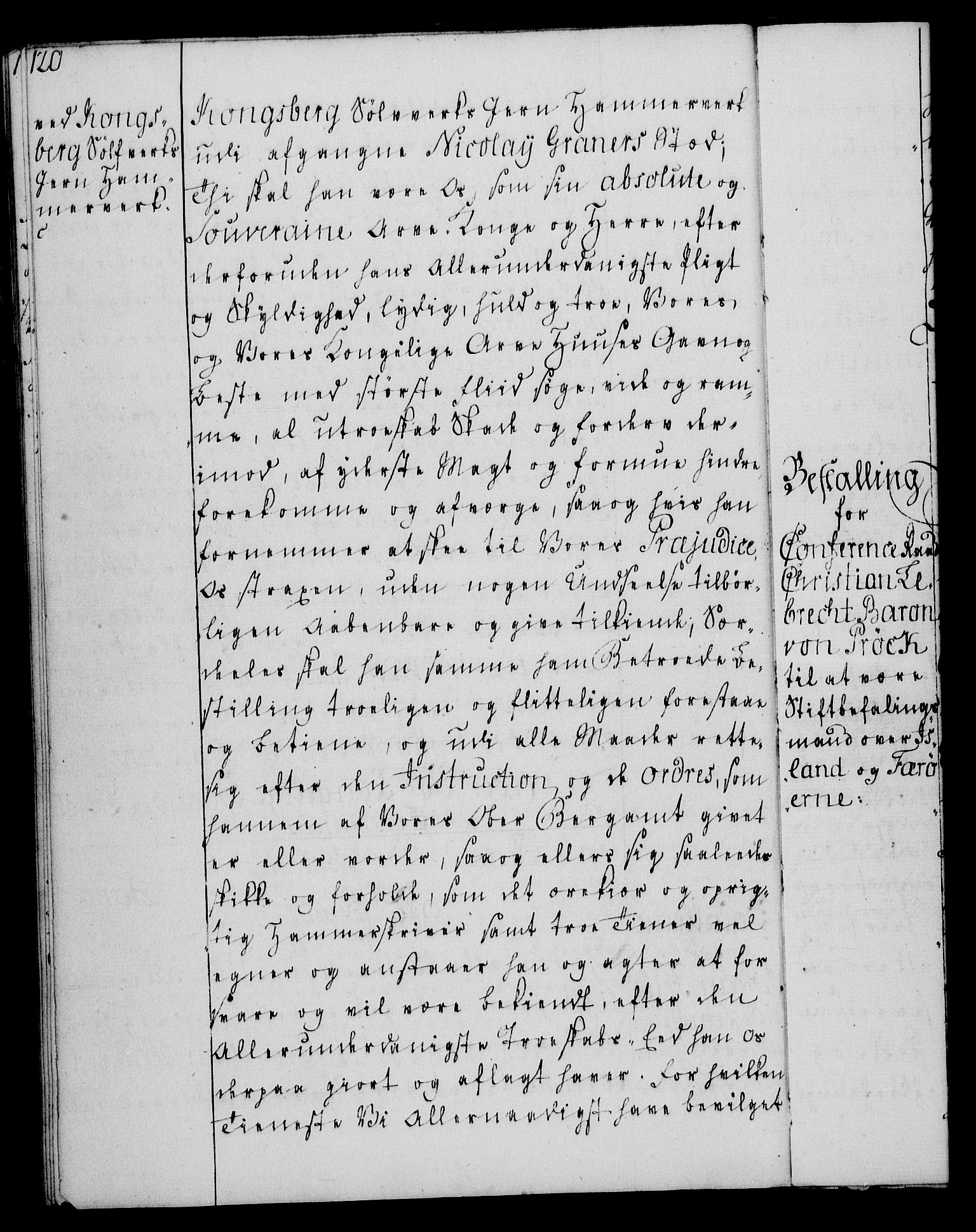 Rentekammeret, Kammerkanselliet, RA/EA-3111/G/Gg/Gge/L0004: Norsk bestallingsprotokoll med register (merket RK 53.28), 1762-1771, s. 120
