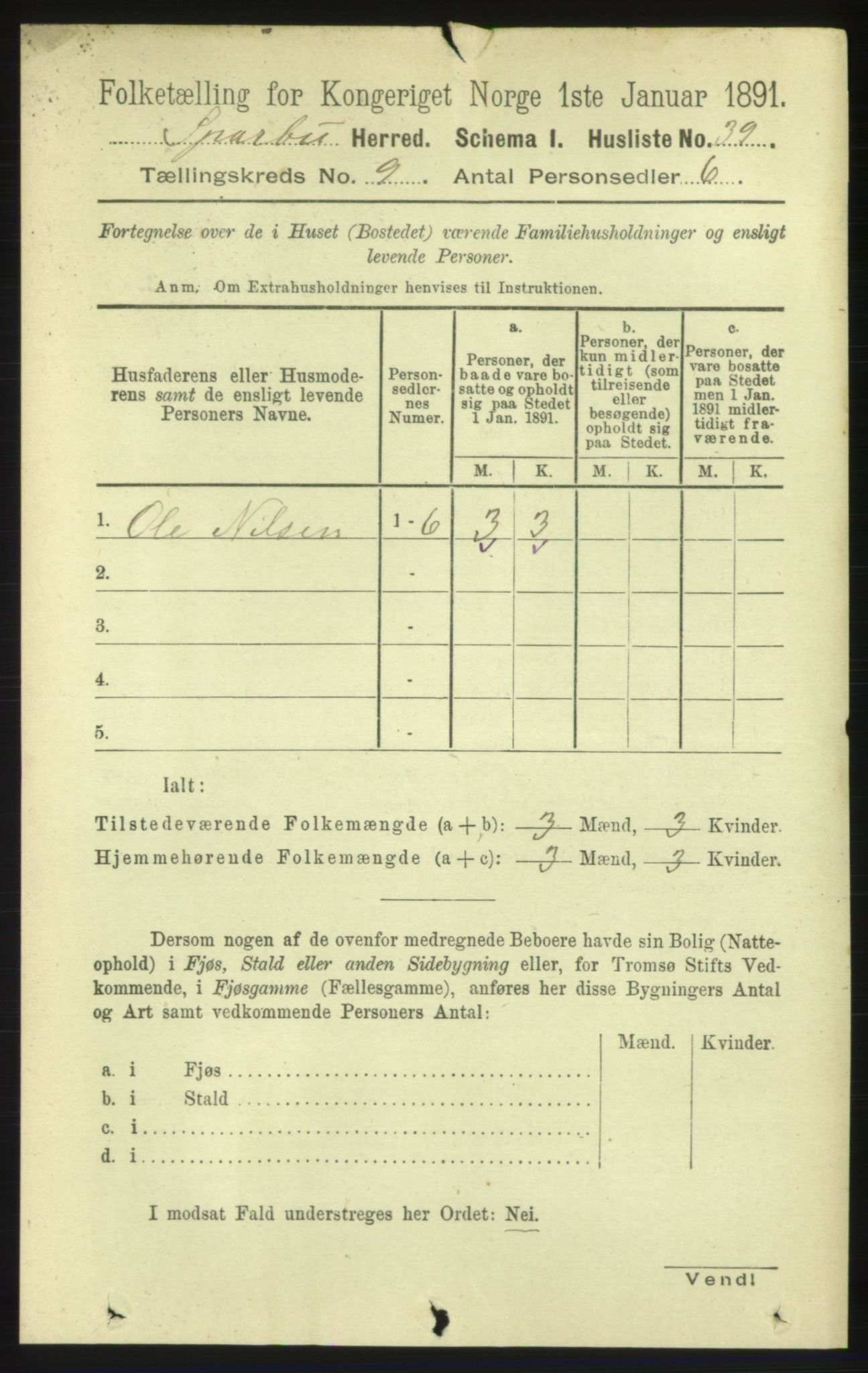 RA, Folketelling 1891 for 1731 Sparbu herred, 1891, s. 3051