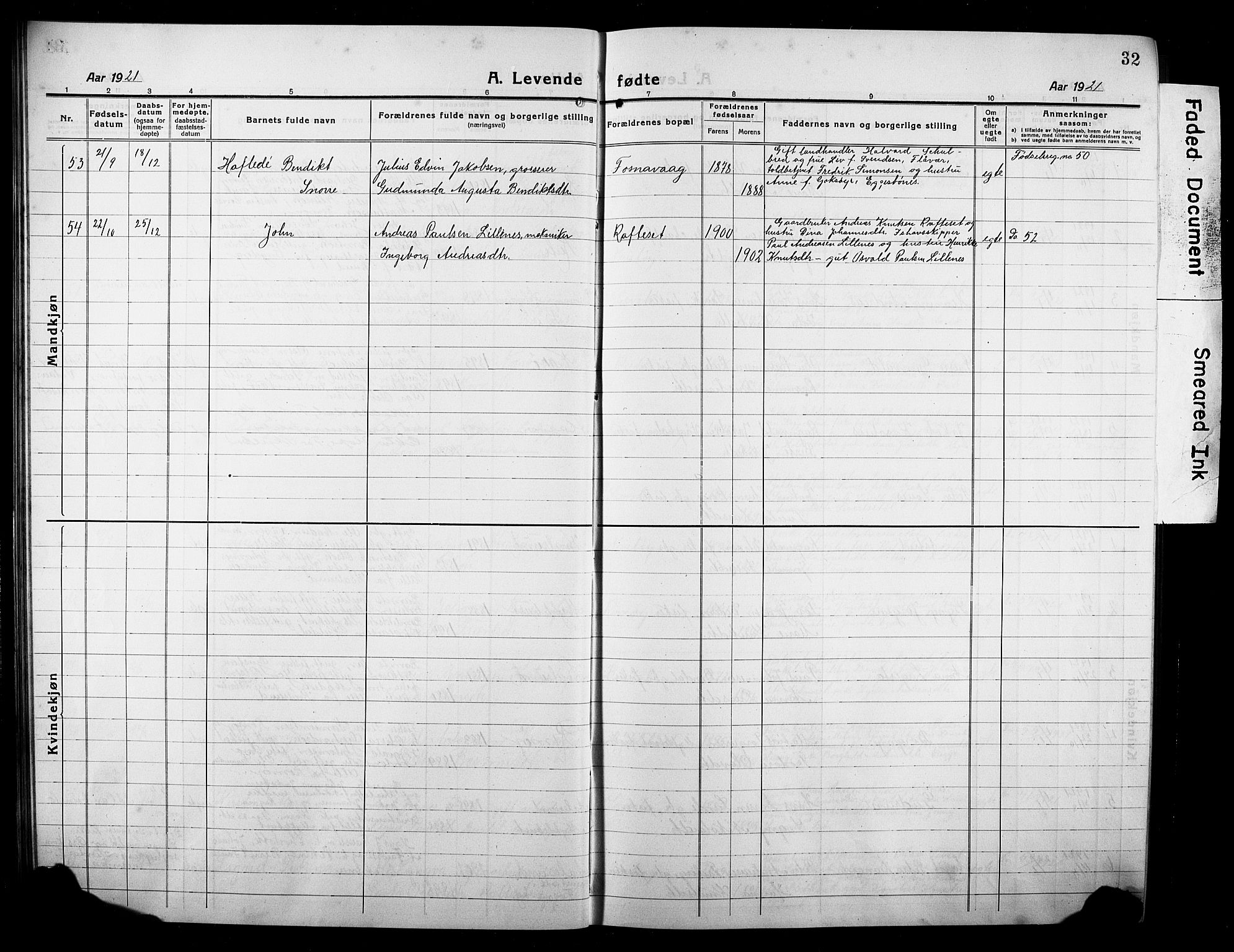 Ministerialprotokoller, klokkerbøker og fødselsregistre - Møre og Romsdal, AV/SAT-A-1454/507/L0084: Klokkerbok nr. 507C07, 1919-1932, s. 32