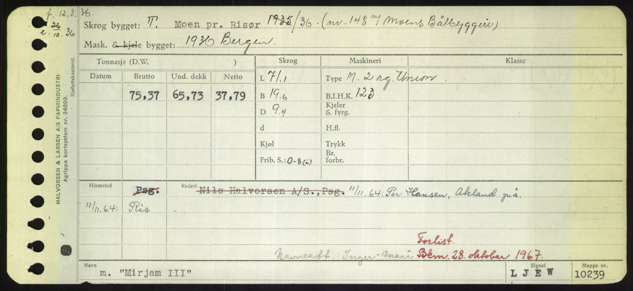 Sjøfartsdirektoratet med forløpere, Skipsmålingen, RA/S-1627/H/Hd/L0025: Fartøy, Min-Mås, s. 47