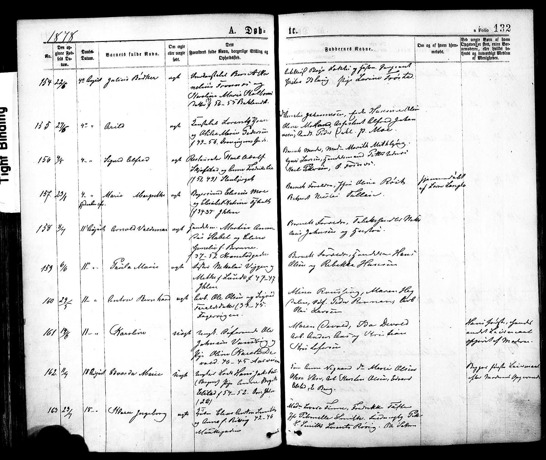 Ministerialprotokoller, klokkerbøker og fødselsregistre - Sør-Trøndelag, SAT/A-1456/602/L0118: Ministerialbok nr. 602A16, 1873-1879, s. 132