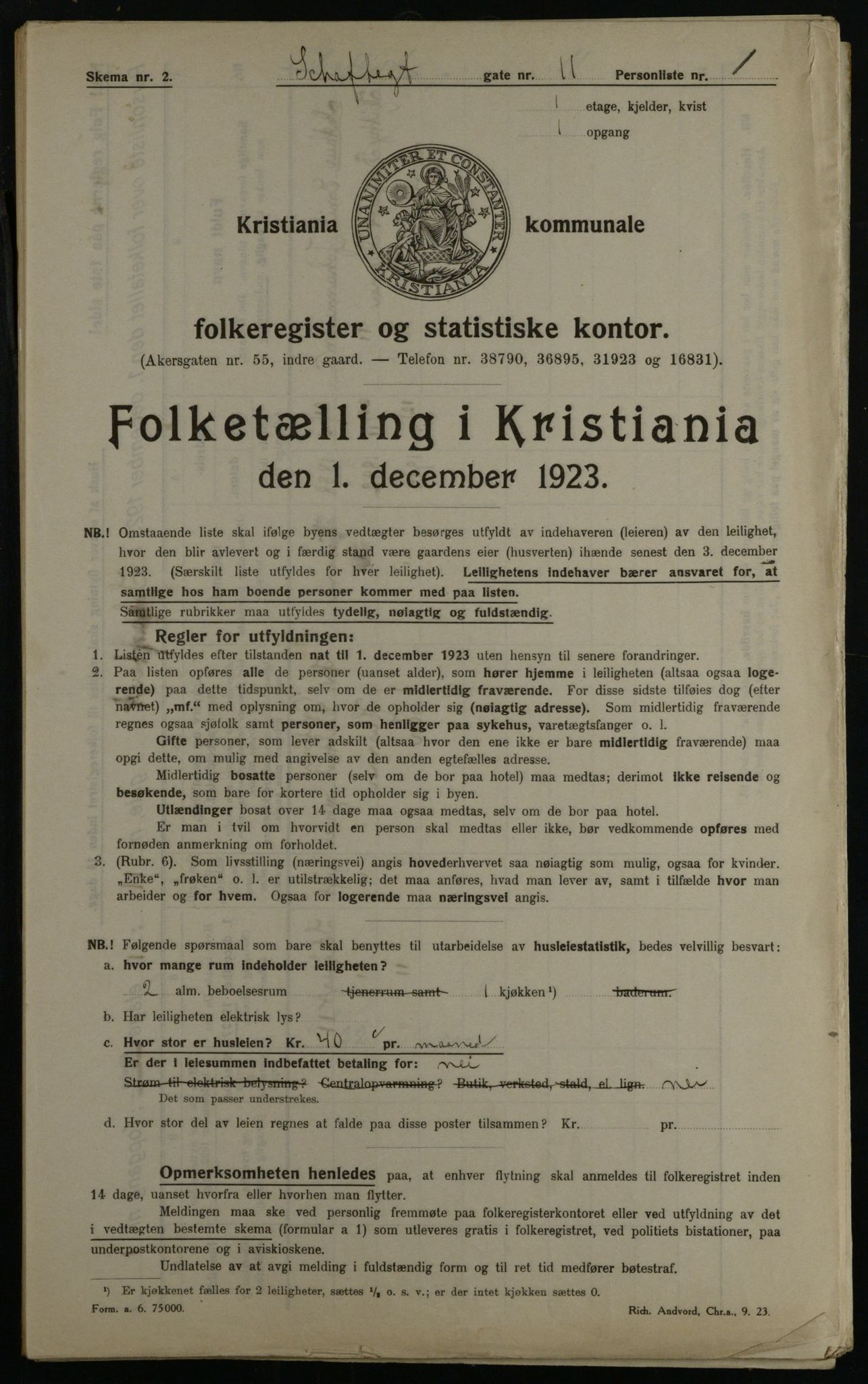 OBA, Kommunal folketelling 1.12.1923 for Kristiania, 1923, s. 99168