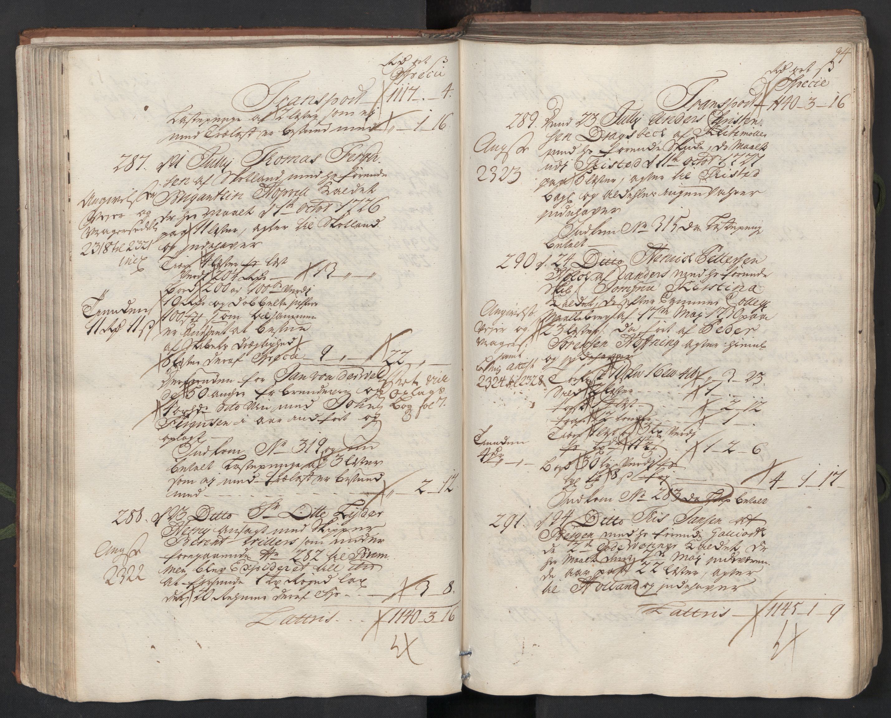 Generaltollkammeret, tollregnskaper, AV/RA-EA-5490/R26/L0017/0001: Tollregnskaper Bergen A / Utgående hovedtollbok, 1731, s. 93b-94a