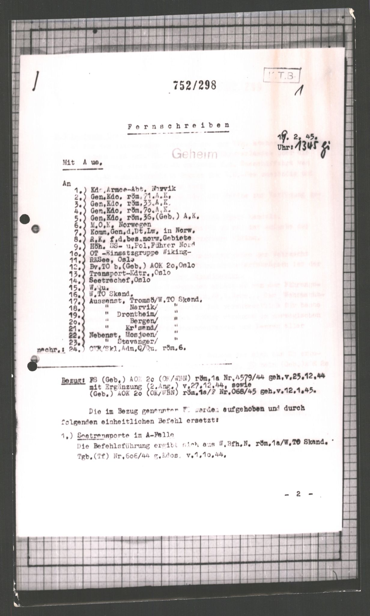 Forsvarets Overkommando. 2 kontor. Arkiv 11.4. Spredte tyske arkivsaker, AV/RA-RAFA-7031/D/Dar/Dara/L0003: Krigsdagbøker for 20. Gebirgs-Armee-Oberkommando (AOK 20), 1945, s. 150