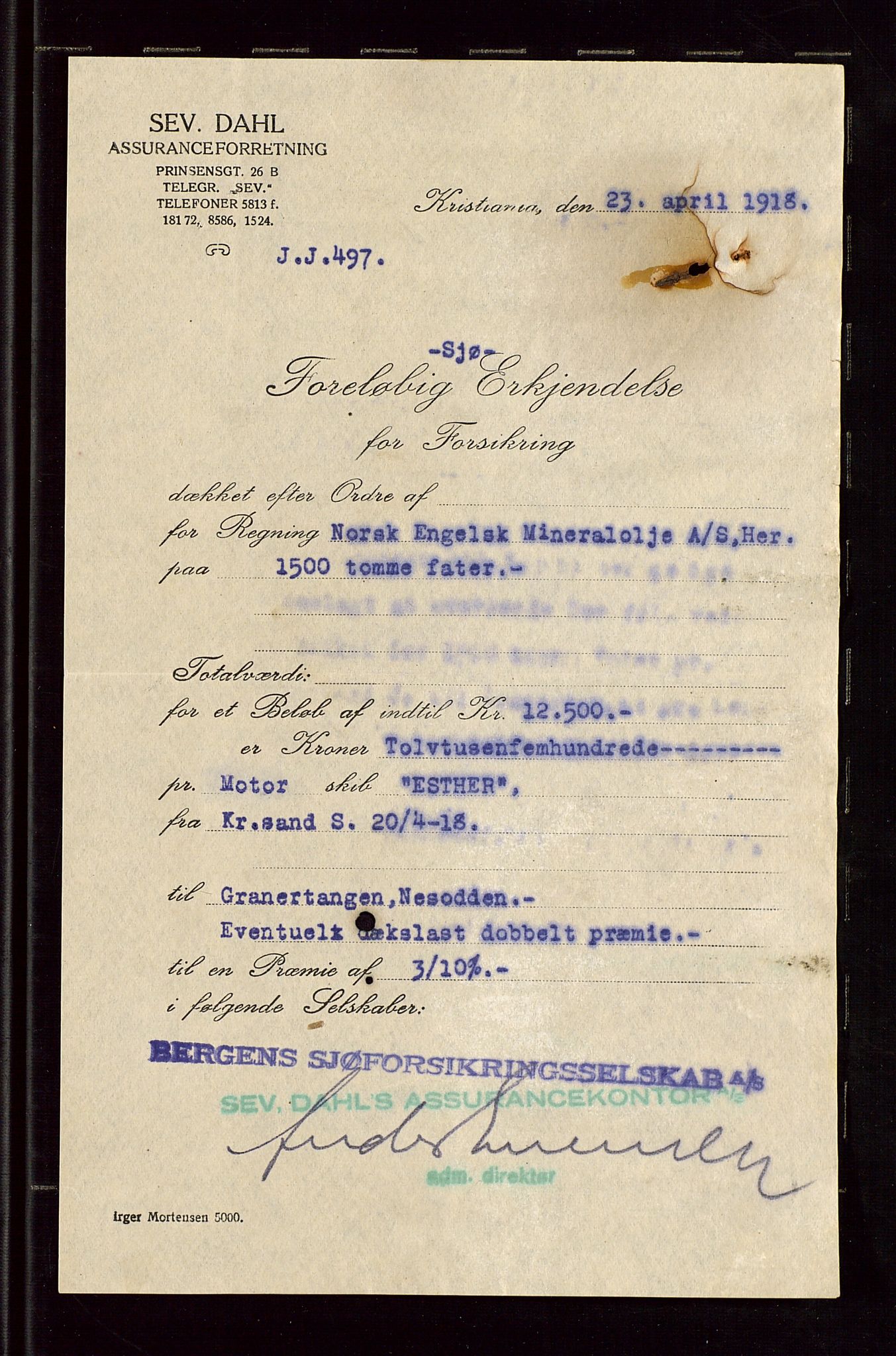 Pa 1521 - A/S Norske Shell, AV/SAST-A-101915/E/Ea/Eaa/L0005: Sjefskorrespondanse, 1918, s. 76