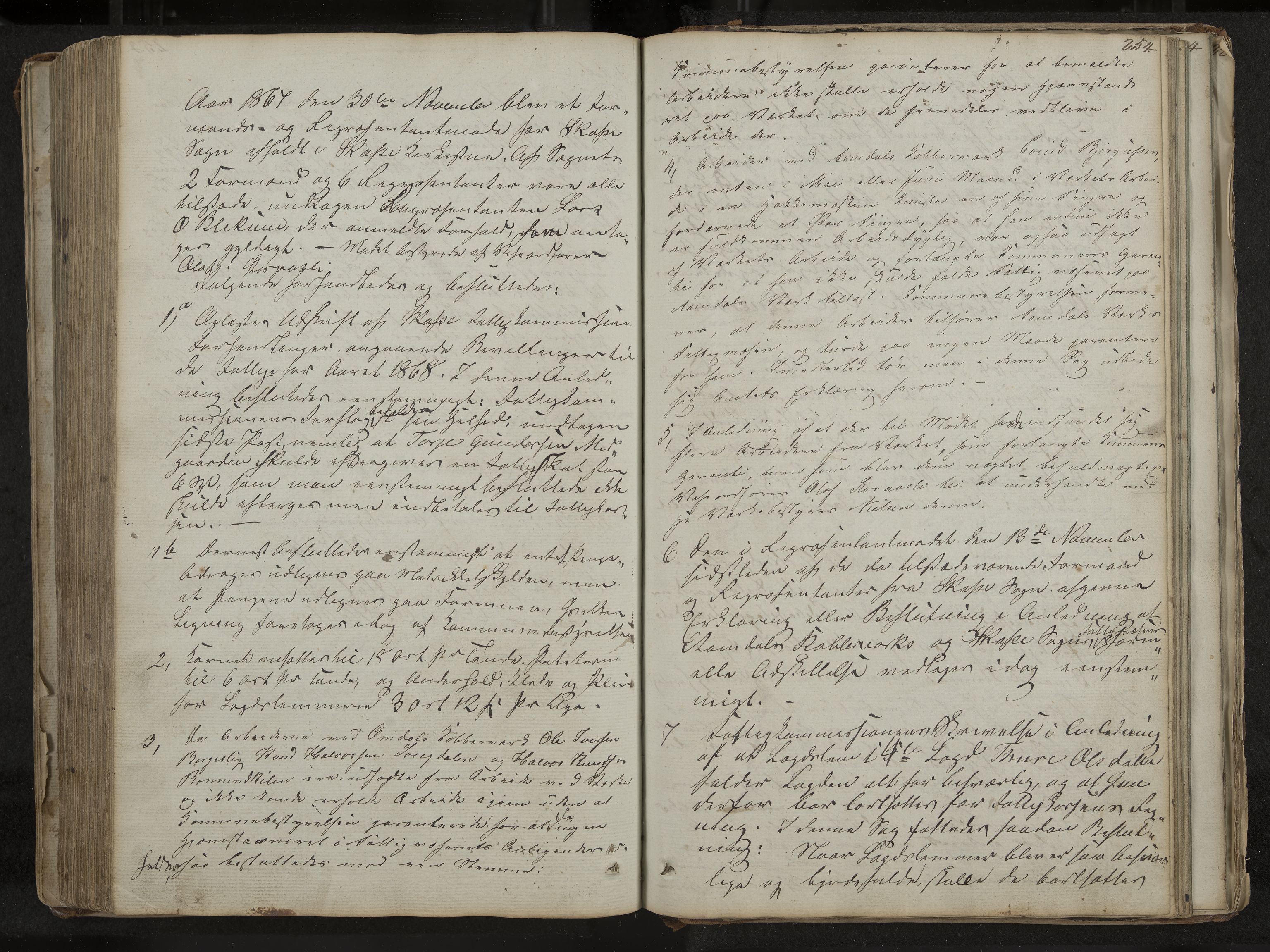 Mo formannskap og sentraladministrasjon, IKAK/0832021/A/L0001: Møtebok Mo og Skafså, 1837-1882, s. 254