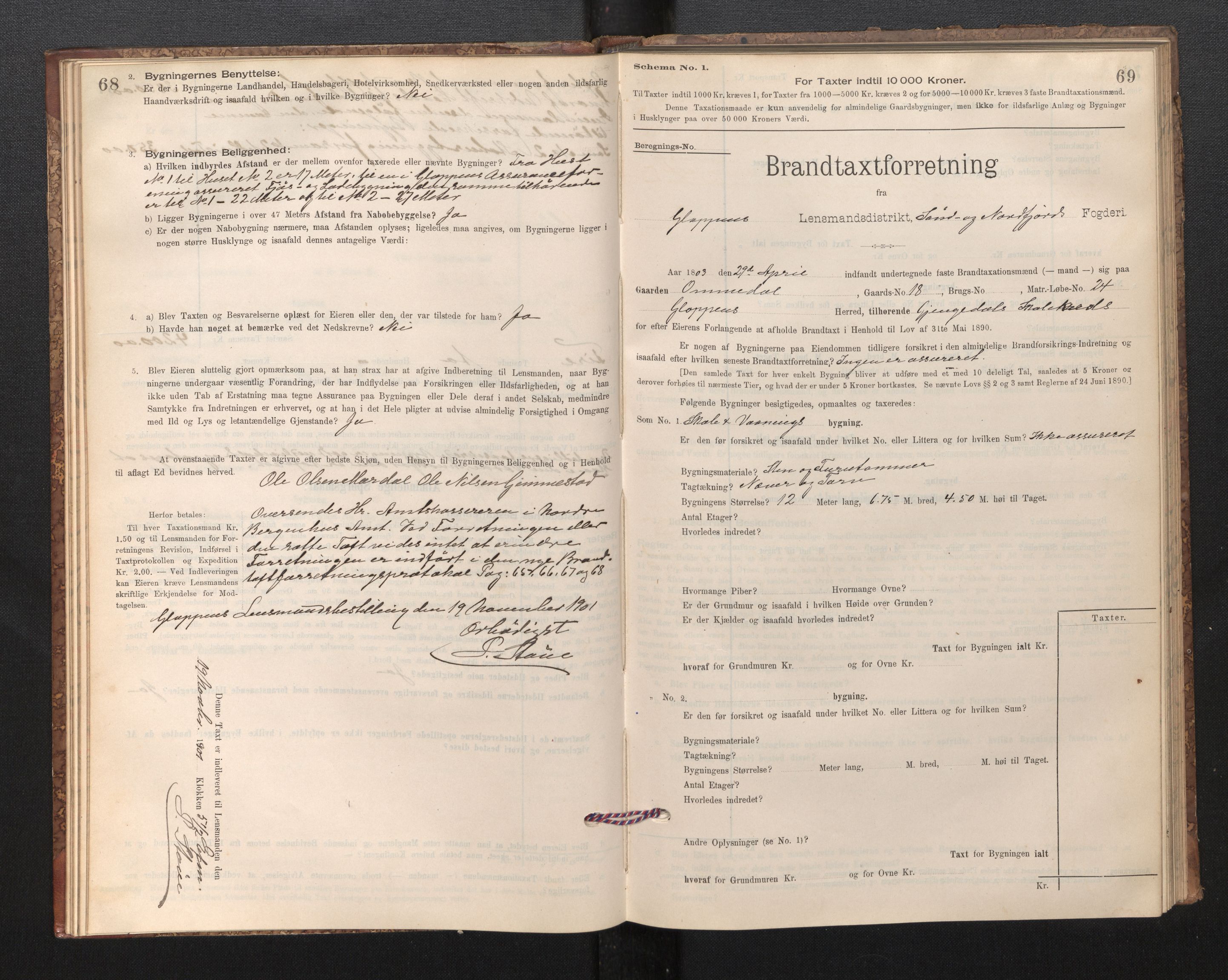 Lensmannen i Gloppen og Breim, SAB/A-27801/0012/L0003: Branntakstprotokoll, skjematakst, 1894-1931, s. 68-69