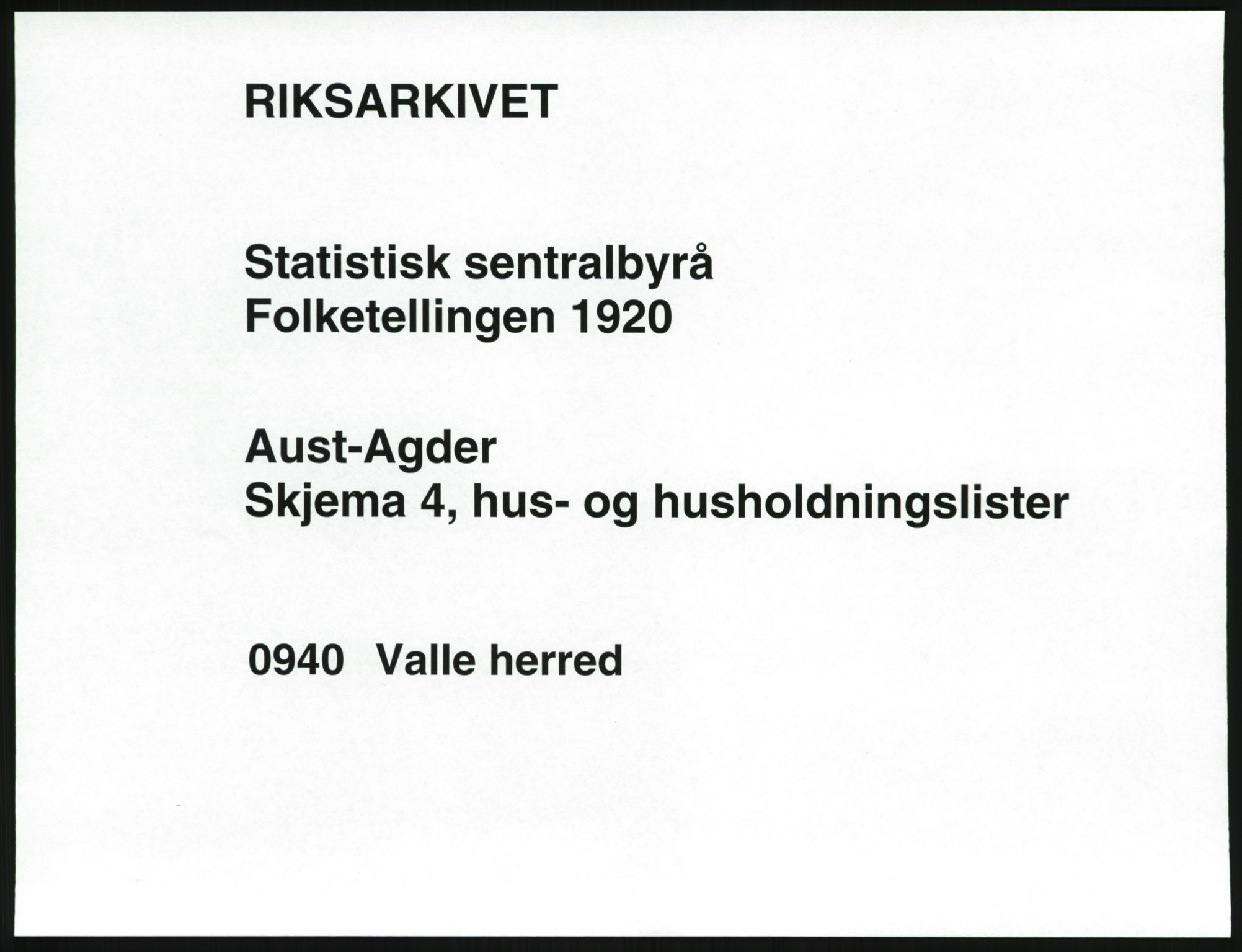 SAK, Folketelling 1920 for 0940 Valle herred, 1920, s. 21