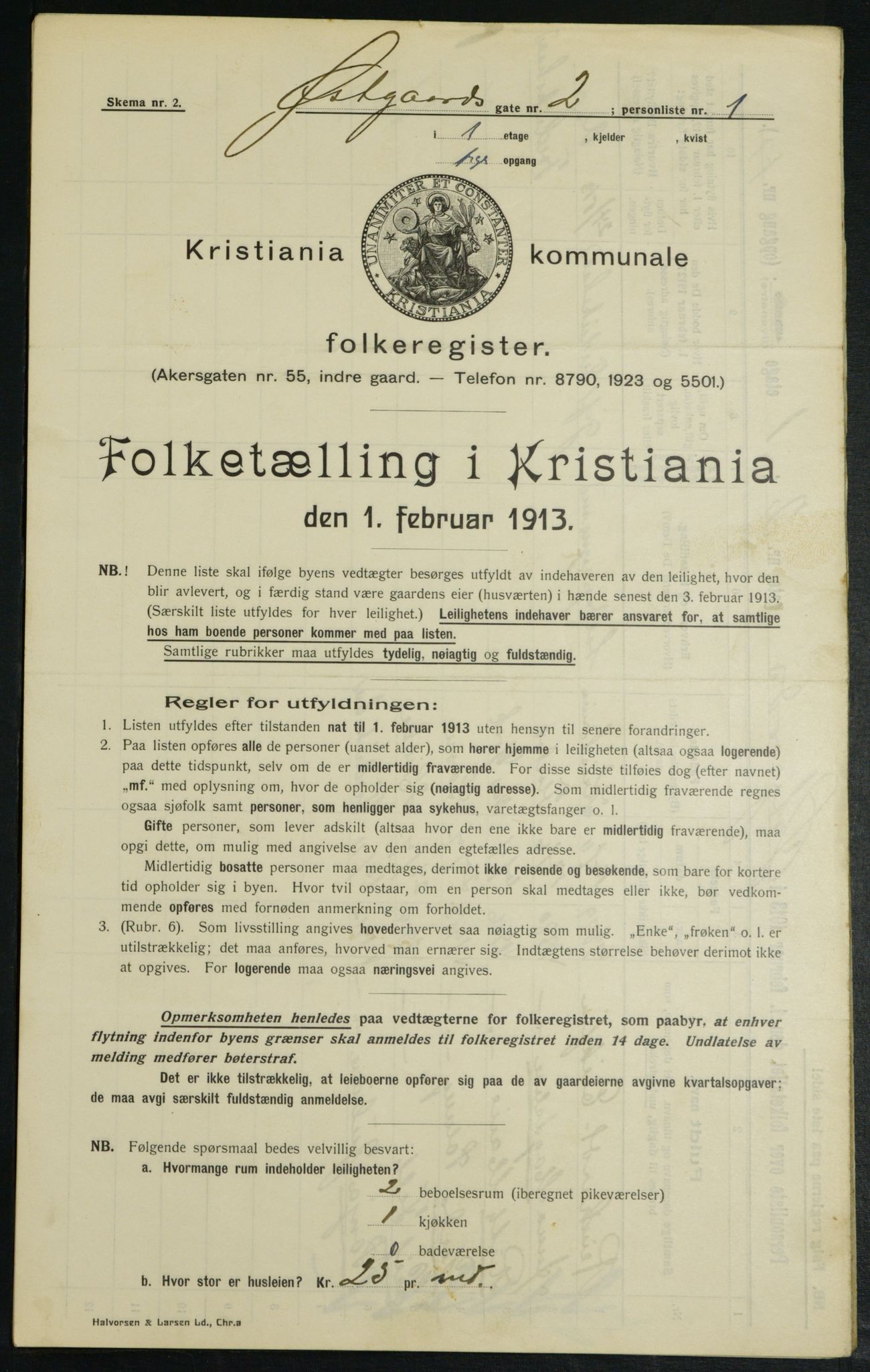 OBA, Kommunal folketelling 1.2.1913 for Kristiania, 1913, s. 128987