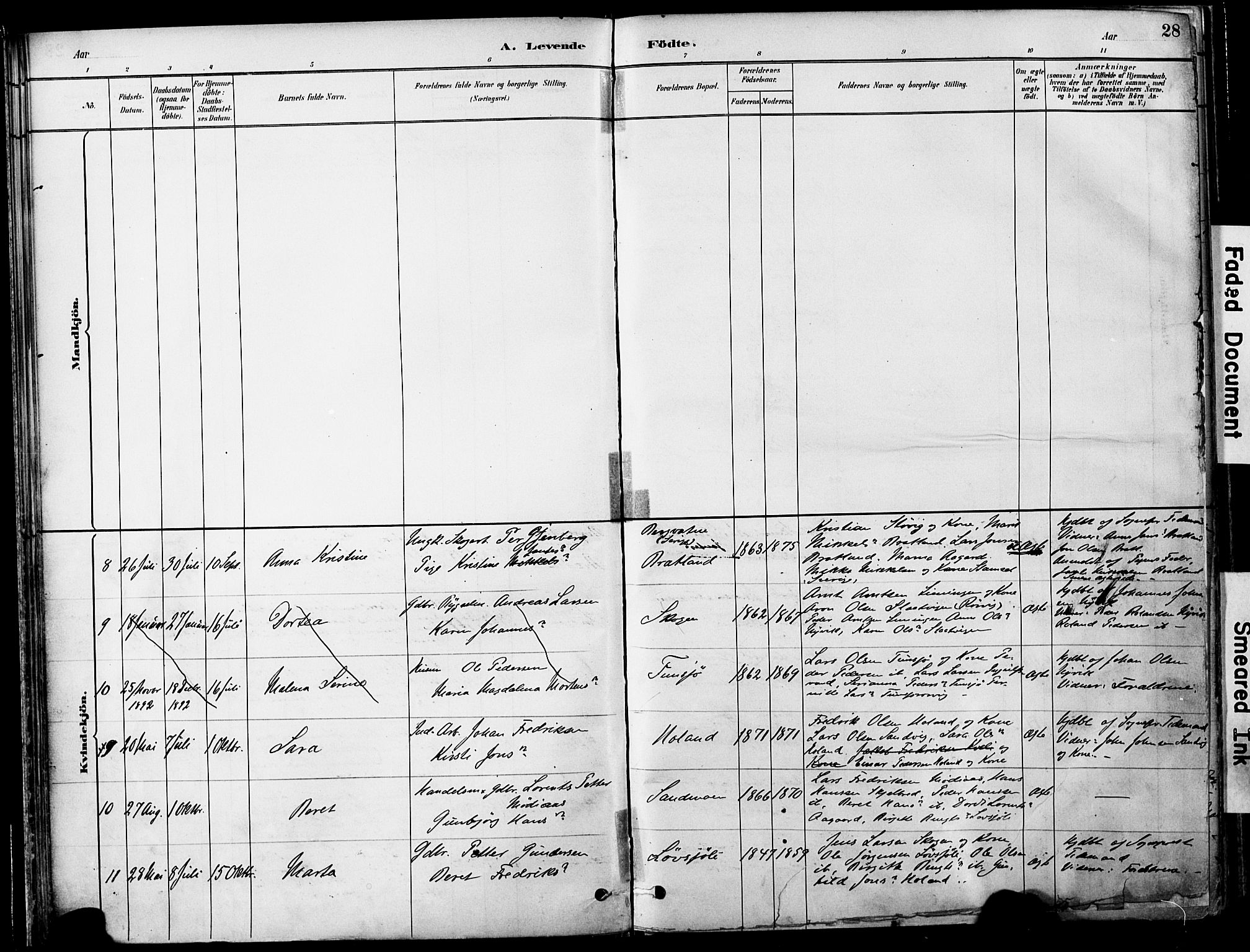 Ministerialprotokoller, klokkerbøker og fødselsregistre - Nord-Trøndelag, SAT/A-1458/755/L0494: Ministerialbok nr. 755A03, 1882-1902, s. 28