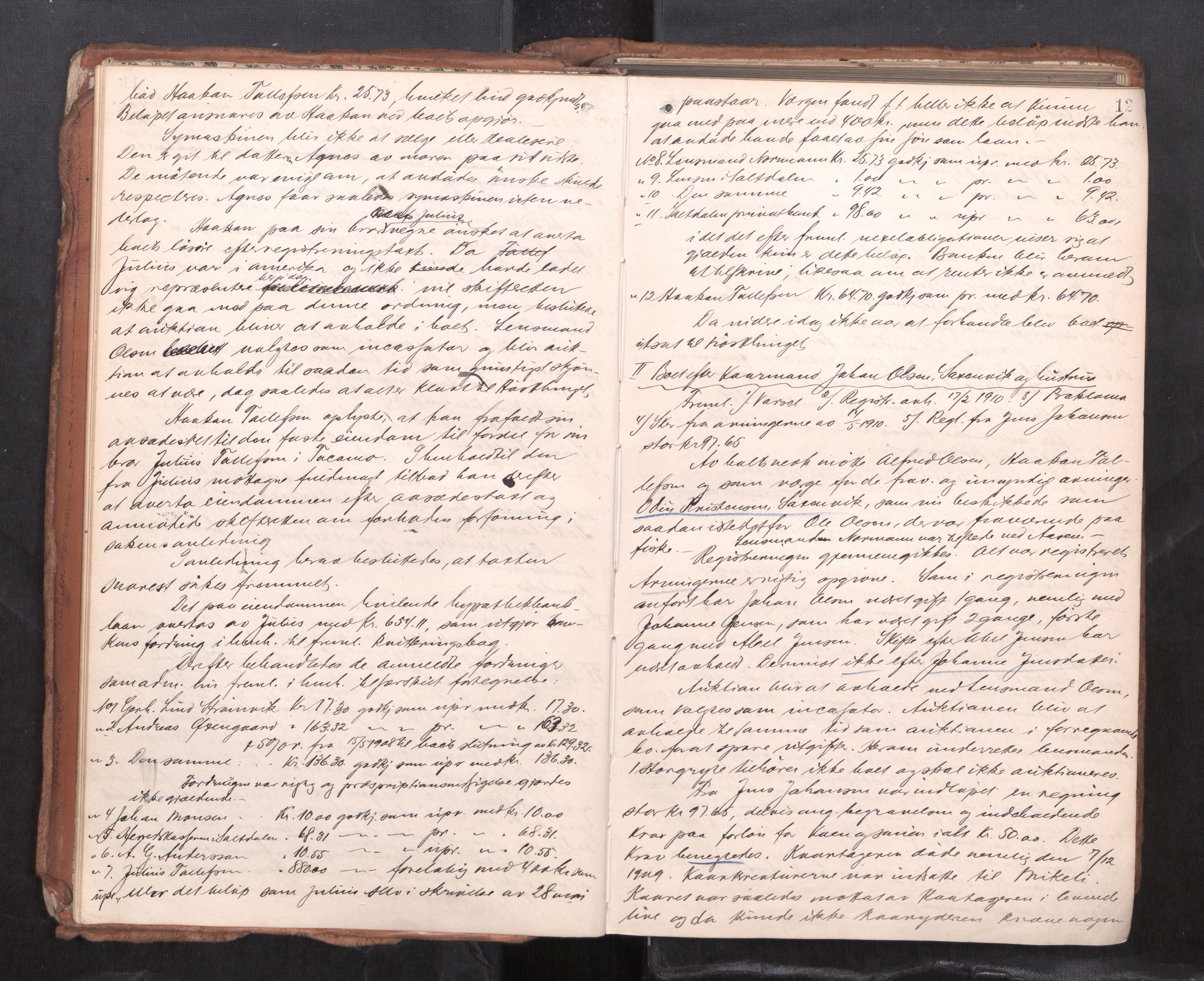 Salten sorenskriveri, AV/SAT-A-4578/1/3/3B/L0012: Skiftebehandlingsprotokoll, 1910-1915, s. 12