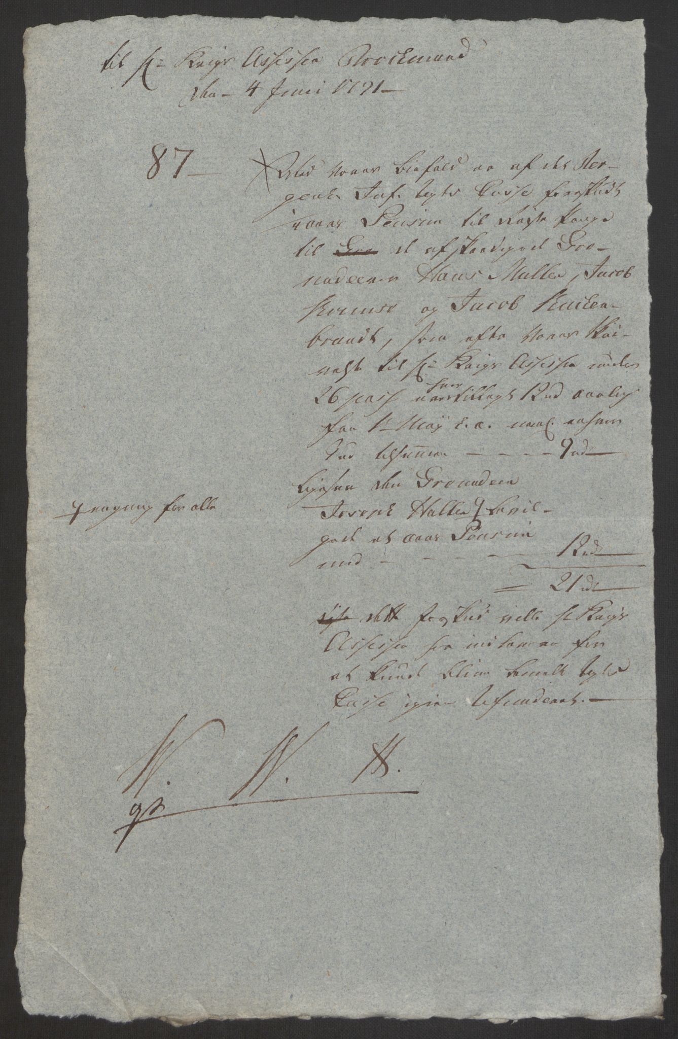 Forsvaret, Den norske kvesthuskasse/krigshospitalkasse, AV/RA-RAFA-1887/F/Fa/L0008: Konsepter, 1790-1793, s. 516