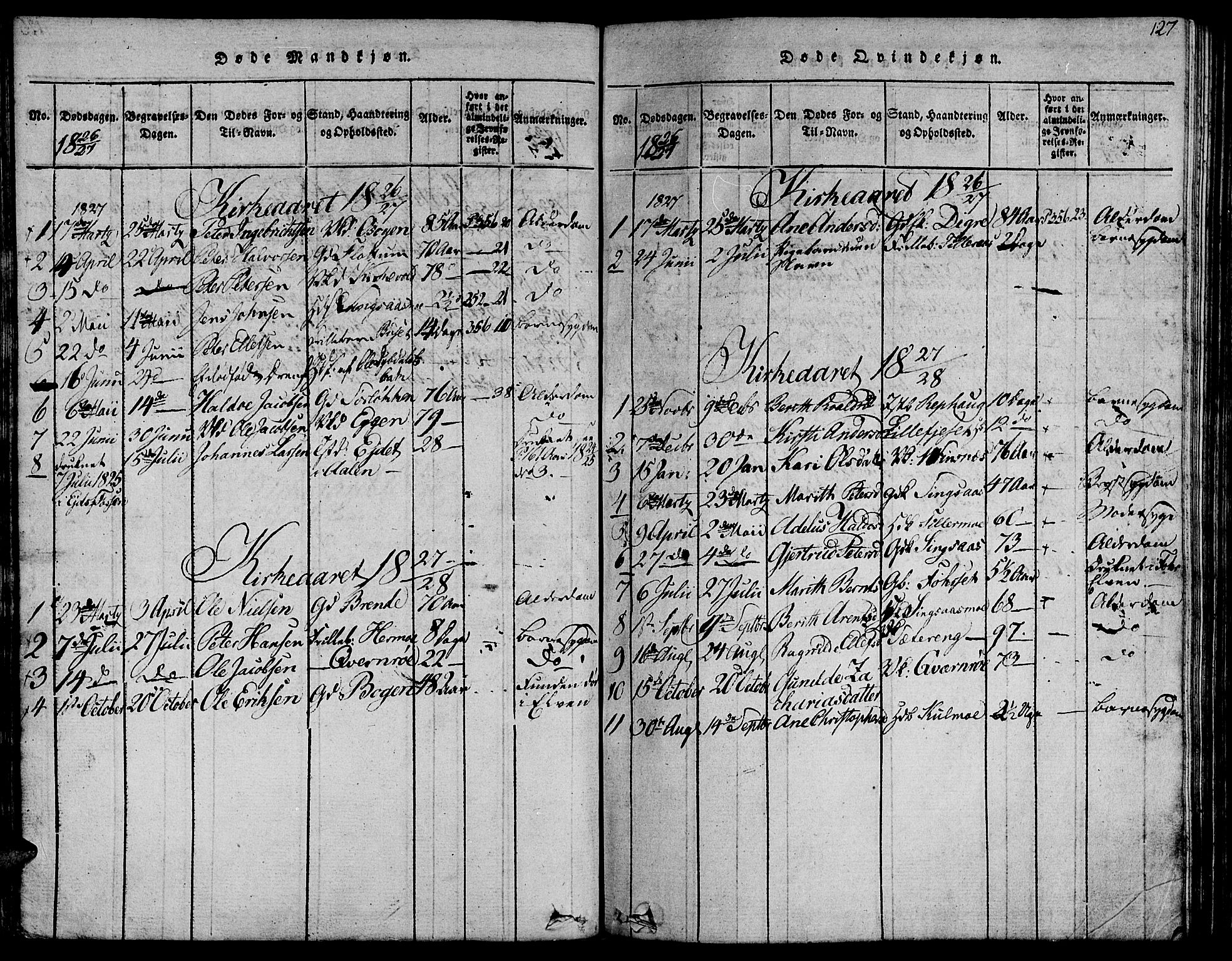 Ministerialprotokoller, klokkerbøker og fødselsregistre - Sør-Trøndelag, SAT/A-1456/685/L0955: Ministerialbok nr. 685A03 /2, 1817-1829, s. 127