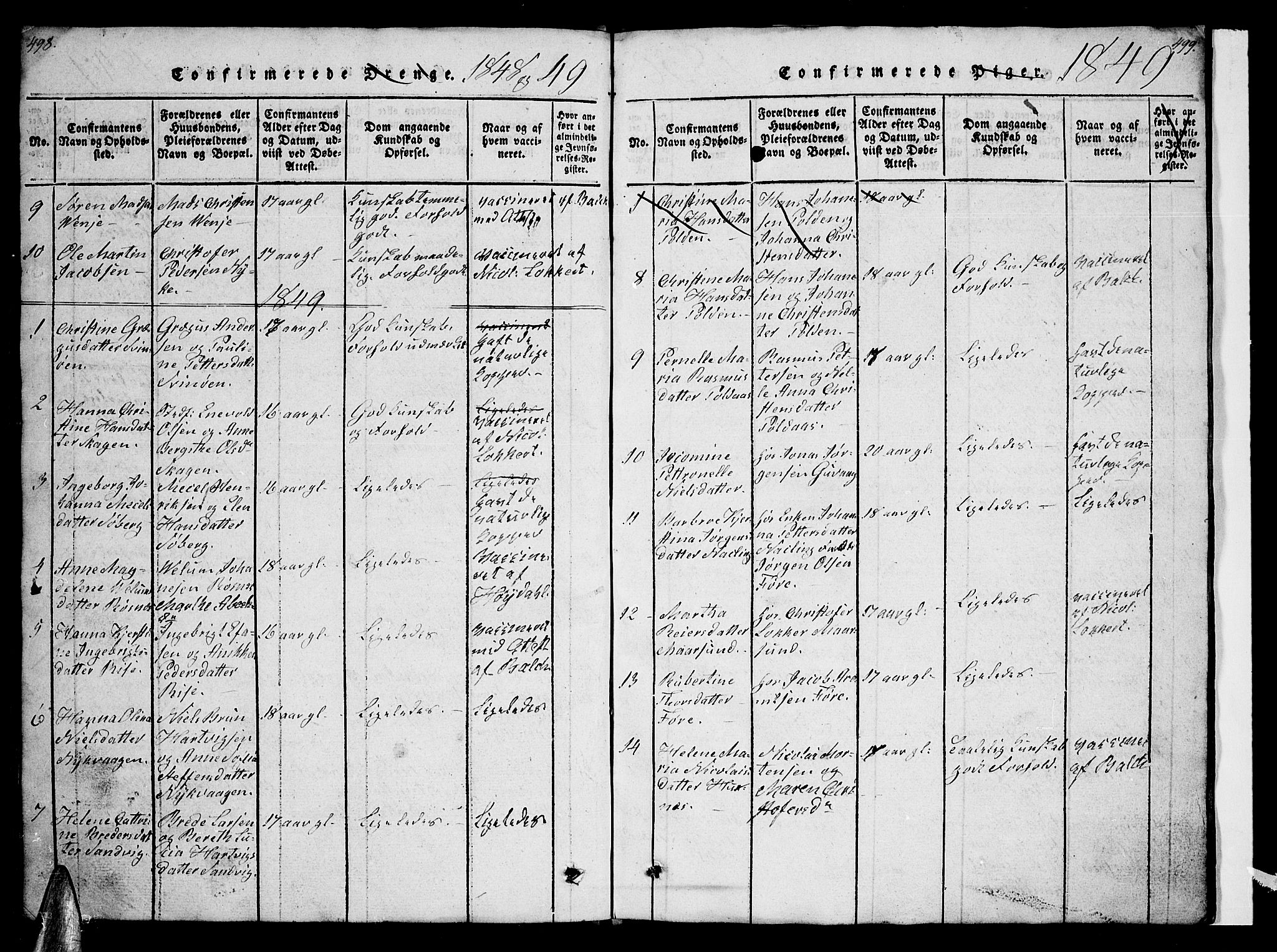 Ministerialprotokoller, klokkerbøker og fødselsregistre - Nordland, AV/SAT-A-1459/891/L1312: Klokkerbok nr. 891C01, 1820-1856, s. 498-499