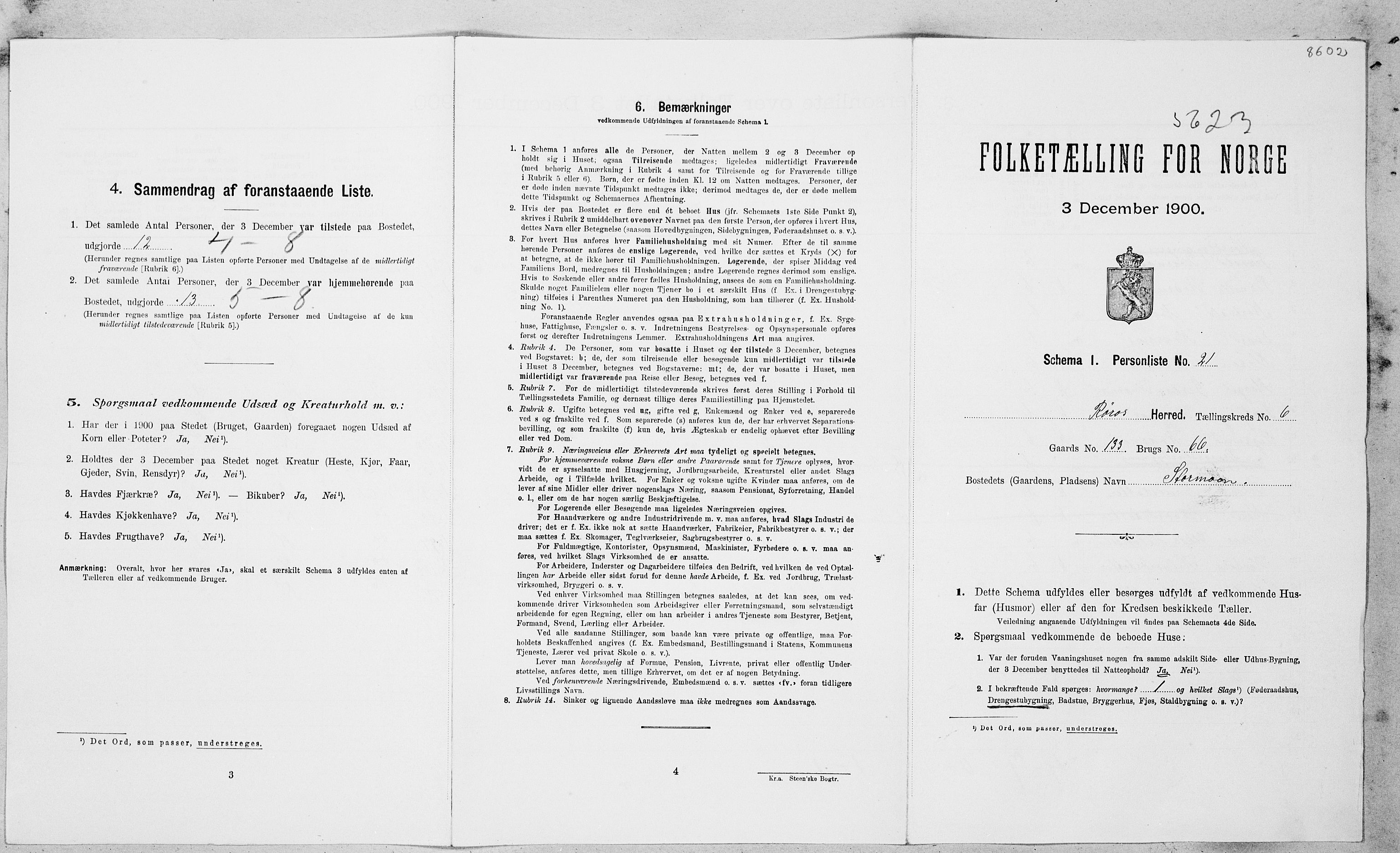 SAT, Folketelling 1900 for 1640 Røros herred, 1900, s. 806