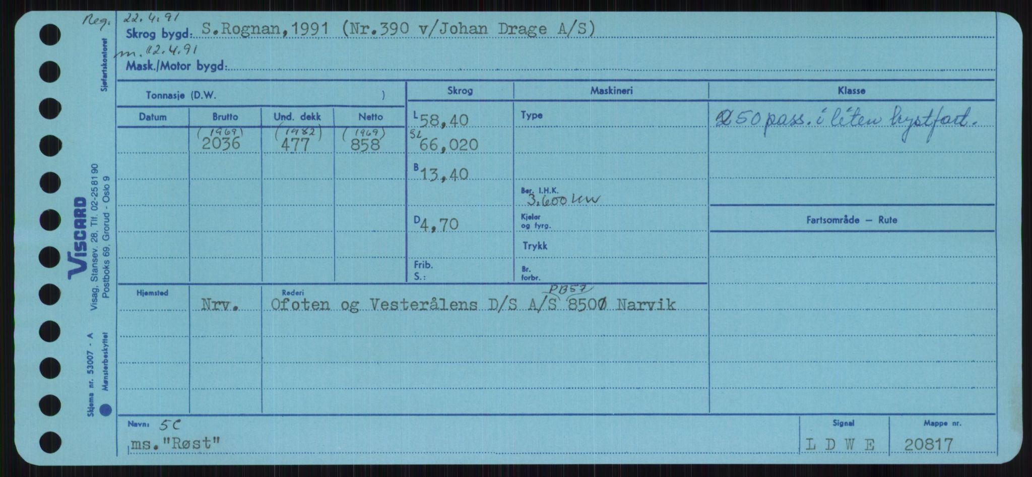 Sjøfartsdirektoratet med forløpere, Skipsmålingen, RA/S-1627/H/Ha/L0004/0002: Fartøy, Mas-R / Fartøy, Odin-R, s. 989