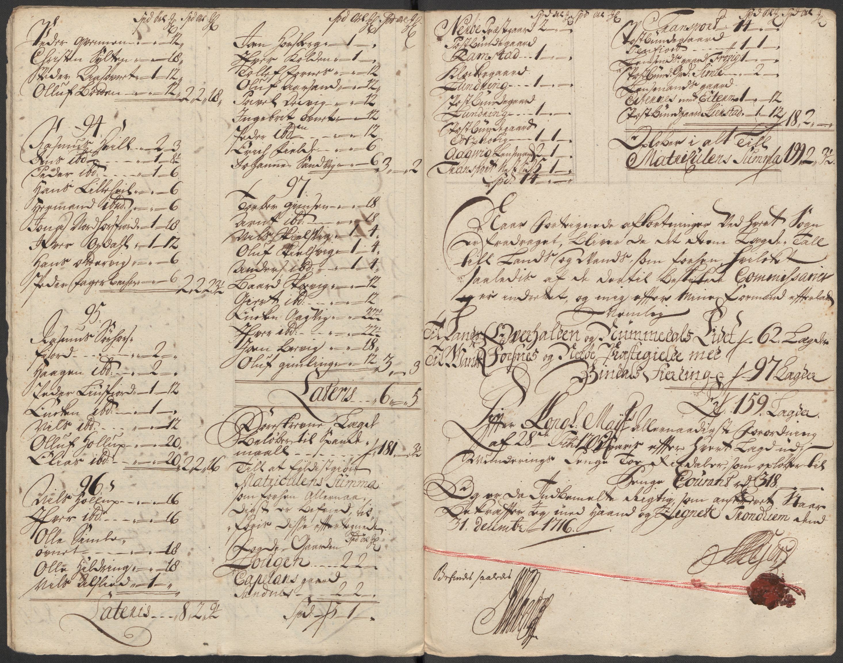 Rentekammeret inntil 1814, Reviderte regnskaper, Fogderegnskap, RA/EA-4092/R64/L4437: Fogderegnskap Namdal, 1716, s. 99