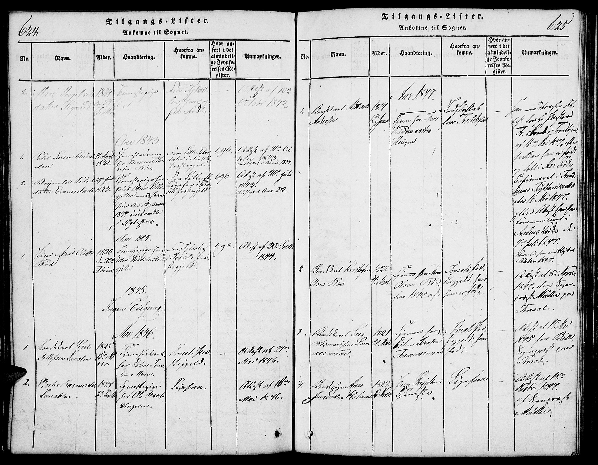 Tolga prestekontor, AV/SAH-PREST-062/L/L0003: Klokkerbok nr. 3, 1815-1862, s. 624-625