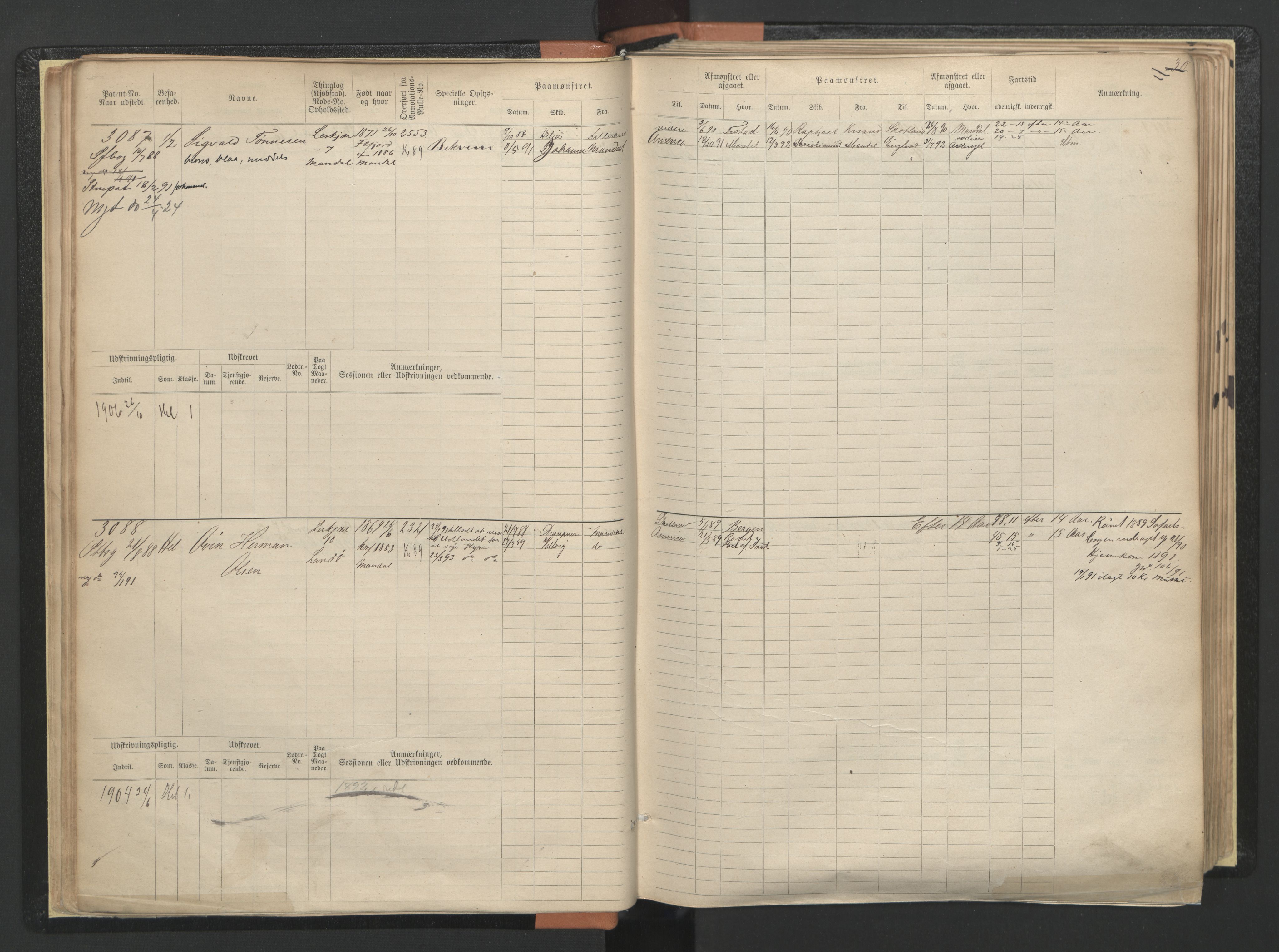 Mandal mønstringskrets, AV/SAK-2031-0016/F/Fb/L0005: Hovedrulle nr 3033-3794, L-10, 1888-1940, s. 41