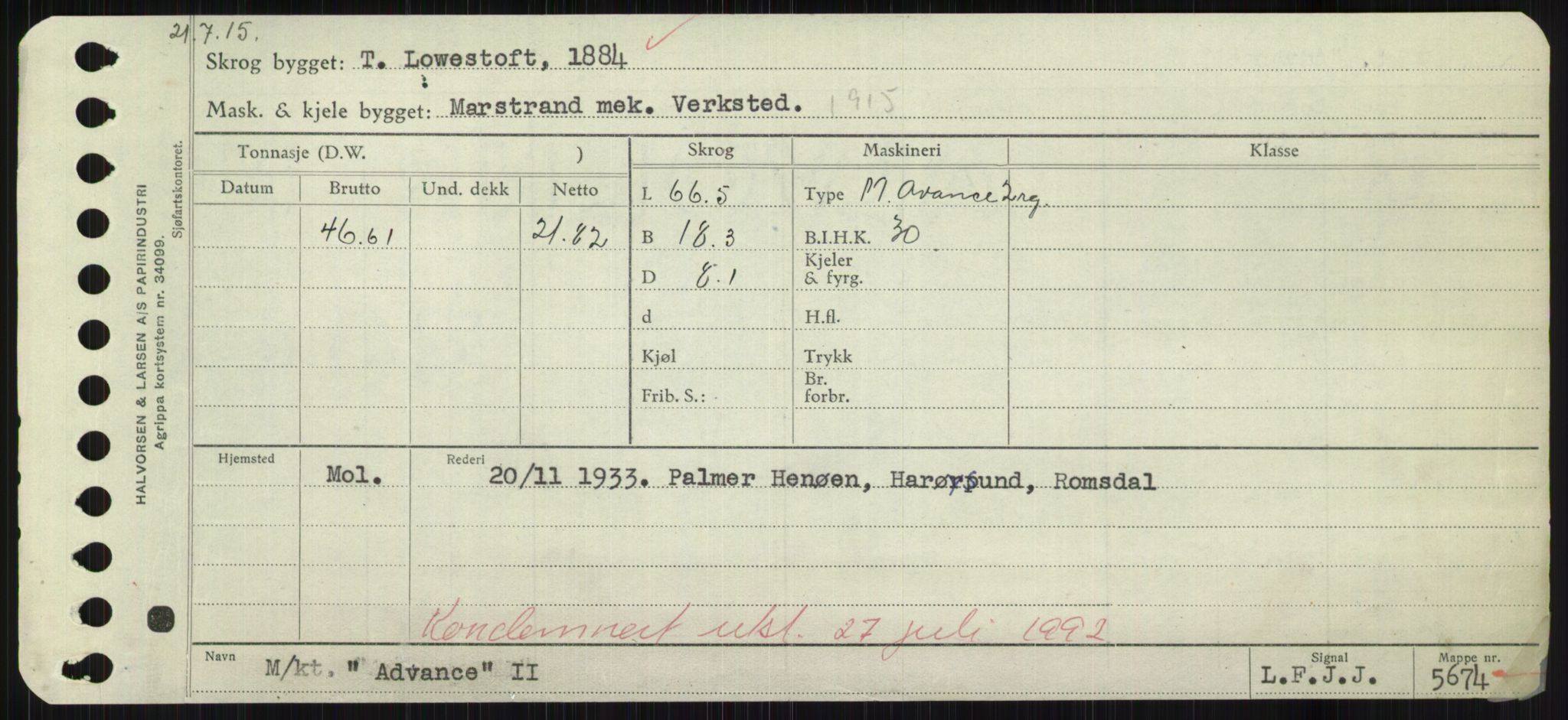 Sjøfartsdirektoratet med forløpere, Skipsmålingen, RA/S-1627/H/Hd/L0001: Fartøy, A-Anv, s. 101