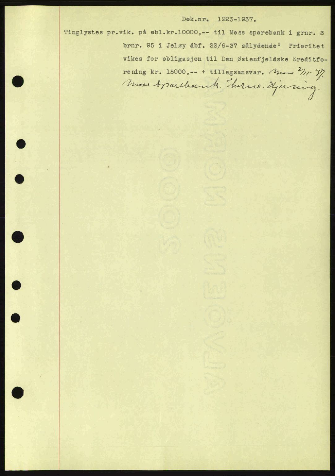 Moss sorenskriveri, SAO/A-10168: Pantebok nr. B4, 1937-1938, Dagboknr: 1923/1937