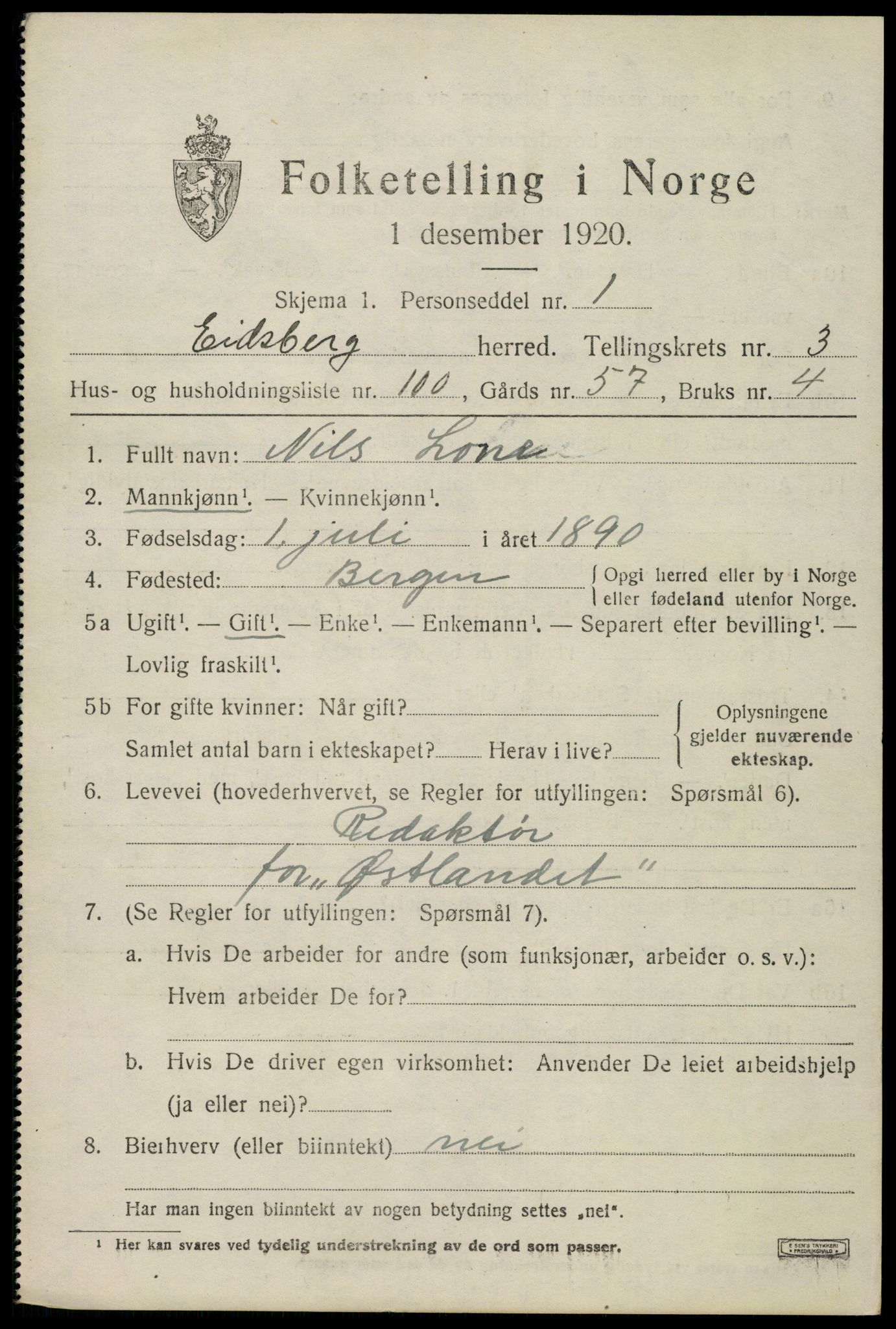 SAO, Folketelling 1920 for 0125 Eidsberg herred, 1920, s. 5355