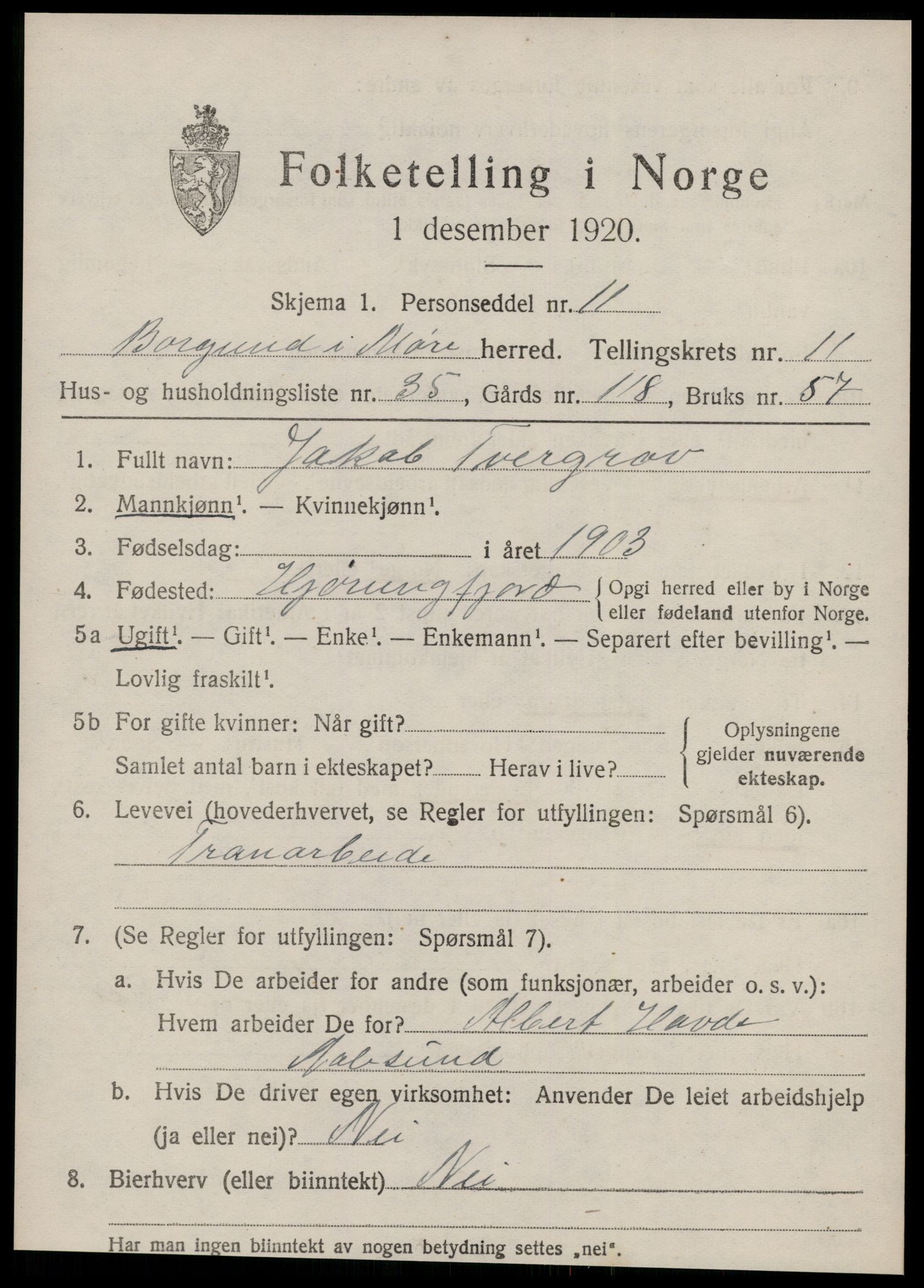 SAT, Folketelling 1920 for 1531 Borgund herred, 1920, s. 10336
