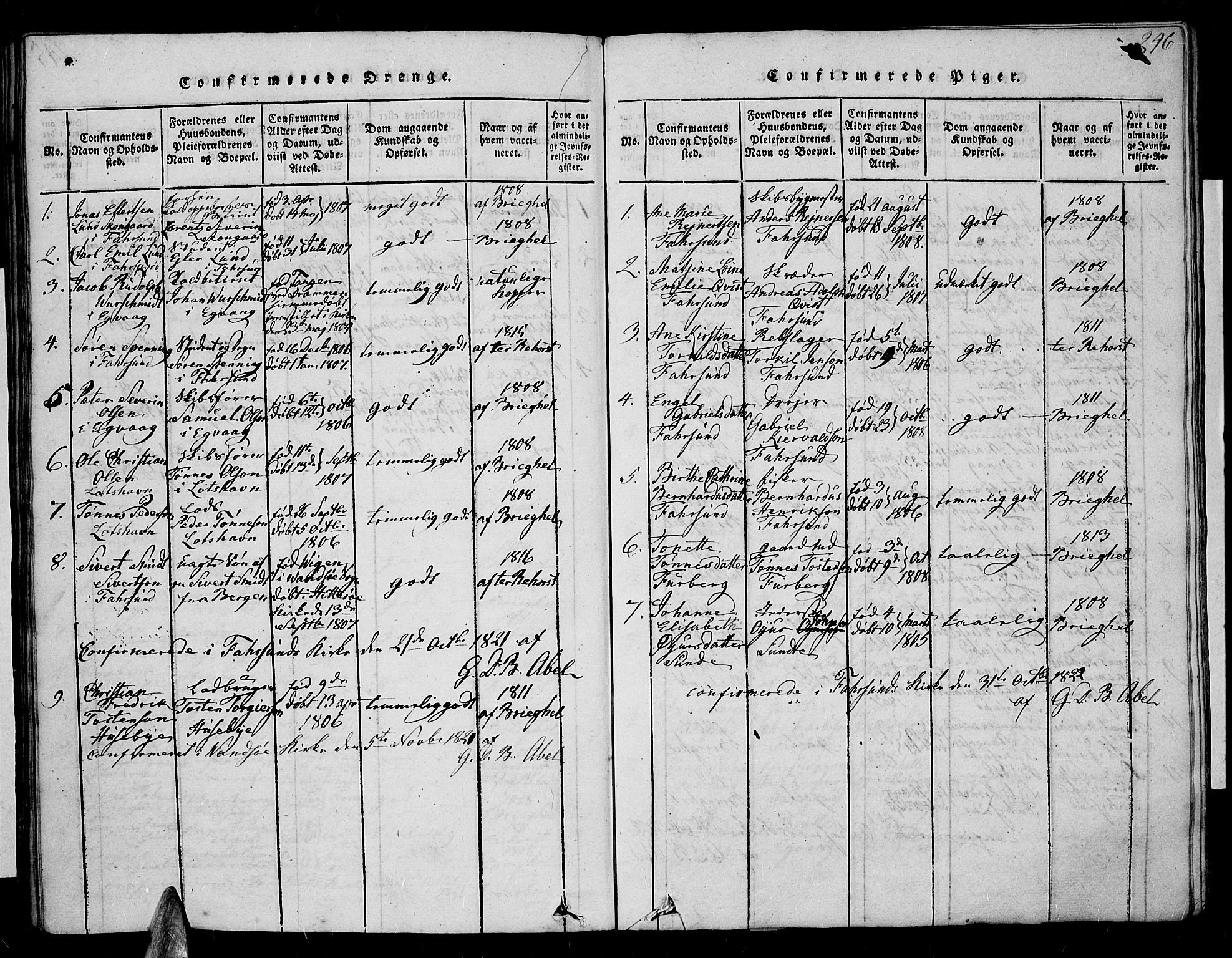 Farsund sokneprestkontor, AV/SAK-1111-0009/F/Fa/L0002: Ministerialbok nr. A 2, 1815-1836, s. 246