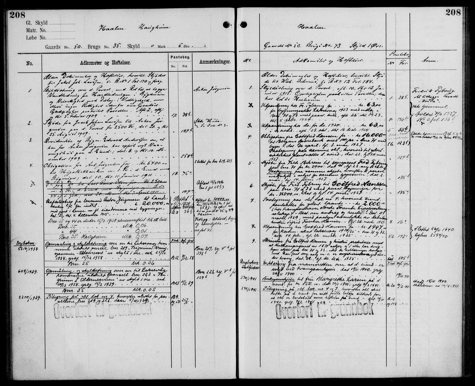 Midhordland sorenskriveri, AV/SAB-A-3001/1/G/Ga/Gab/L0110: Panteregister nr. II.A.b.110, s. 208