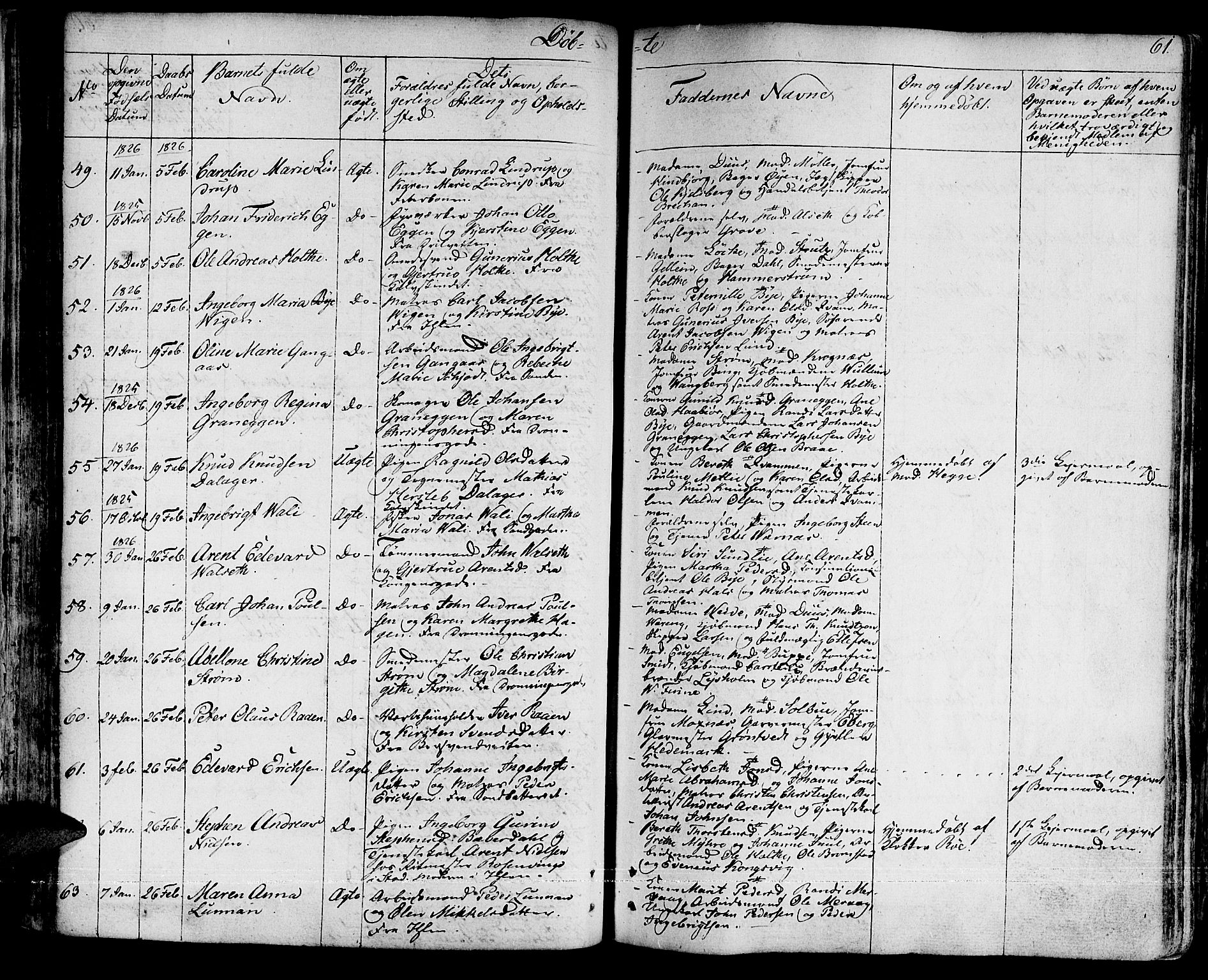 Ministerialprotokoller, klokkerbøker og fødselsregistre - Sør-Trøndelag, SAT/A-1456/601/L0045: Ministerialbok nr. 601A13, 1821-1831, s. 61