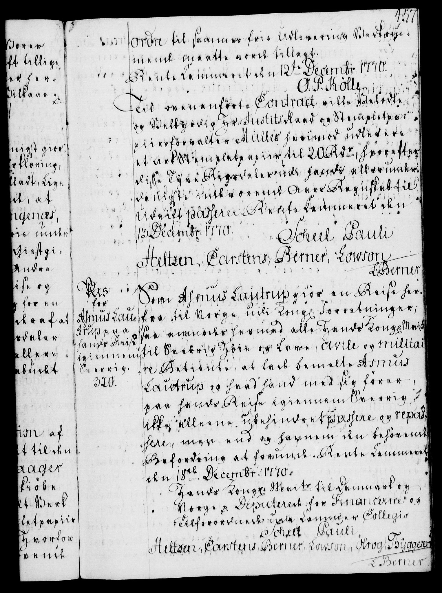 Rentekammeret, Kammerkanselliet, RA/EA-3111/G/Gg/Gga/L0008: Norsk ekspedisjonsprotokoll med register (merket RK 53.8), 1768-1771, s. 457