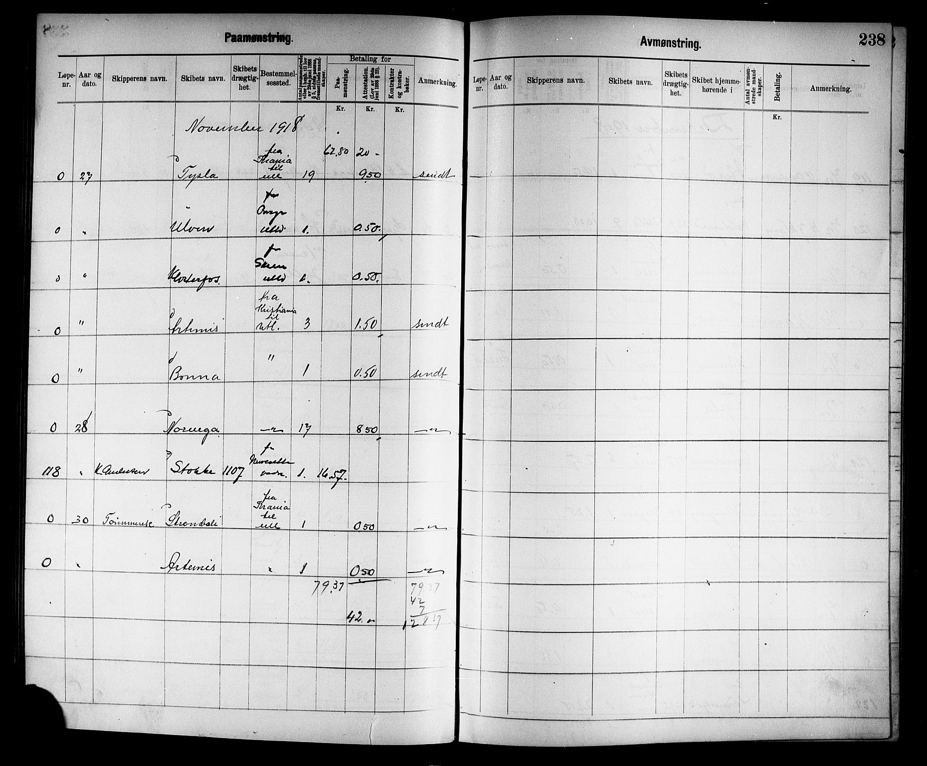 Tønsberg innrulleringskontor, AV/SAKO-A-786/H/Ha/L0007: Mønstringsjournal, 1915-1925, s. 241