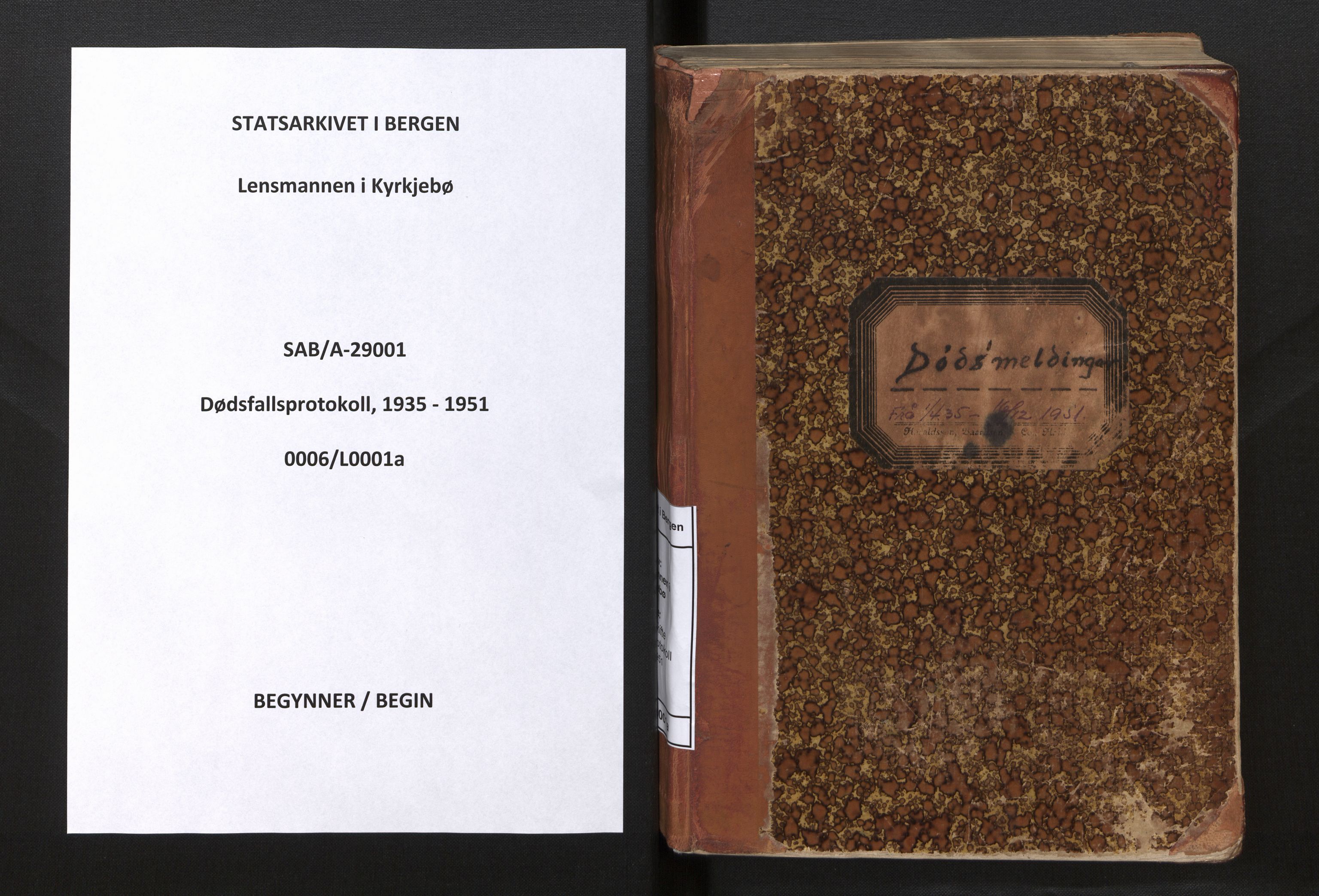 Lensmannen i Kyrkjebø, SAB/A-29001/0006/L0001a: Dødsfallprotokoll, 1935-1951