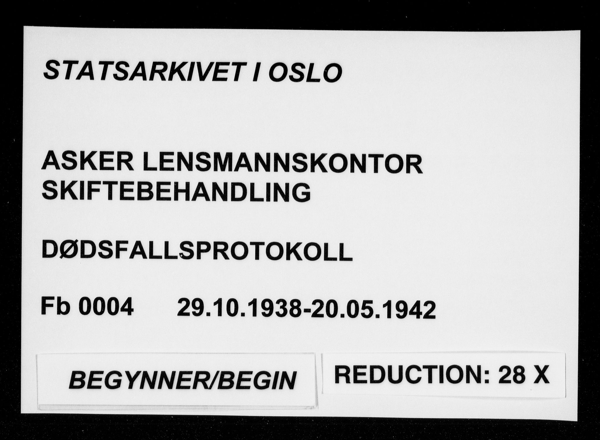 Asker lensmannskontor, SAO/A-10244/H/Ha/Haa/L0004: Dødsanmeldelsesprotokoll, 1938-1942