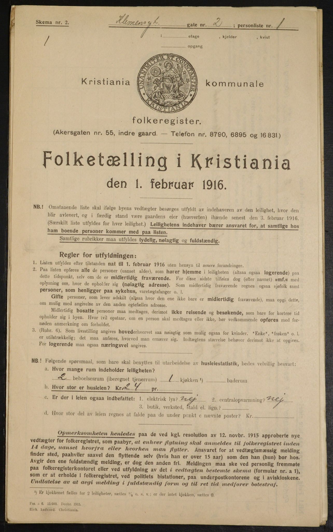 OBA, Kommunal folketelling 1.2.1916 for Kristiania, 1916, s. 12854