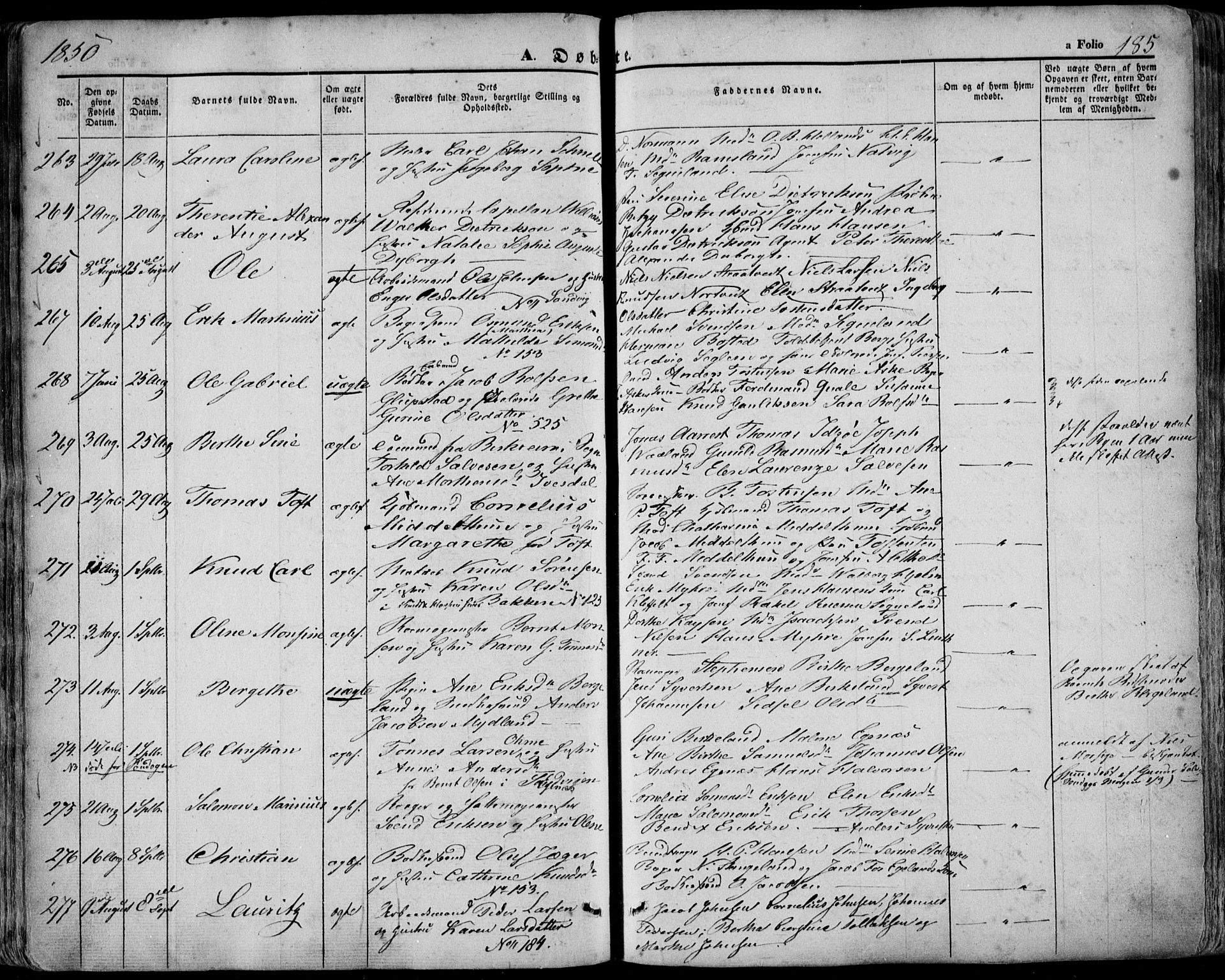 Domkirken sokneprestkontor, AV/SAST-A-101812/001/30/30BA/L0016: Ministerialbok nr. A 15, 1844-1854, s. 185