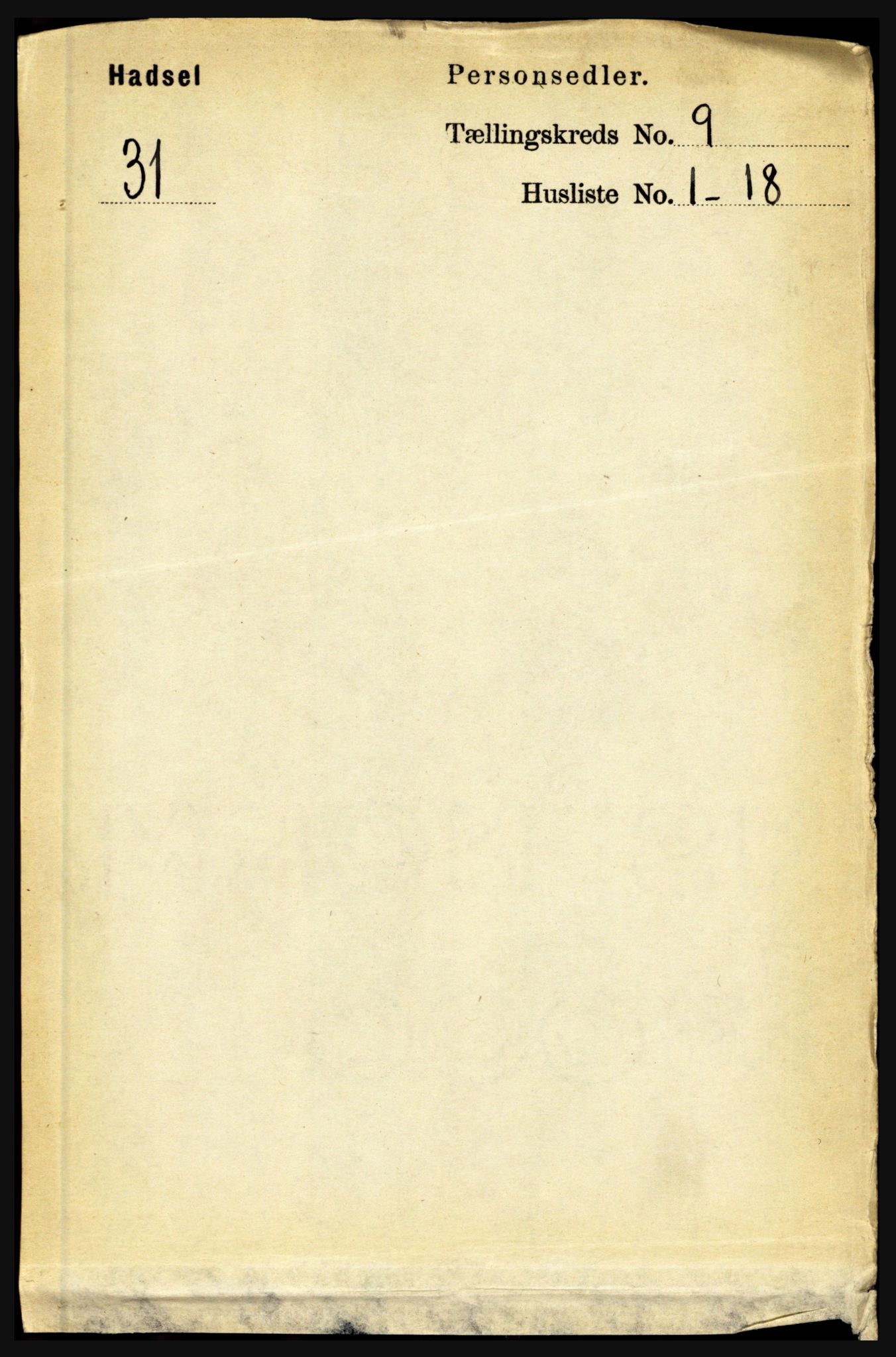 RA, Folketelling 1891 for 1866 Hadsel herred, 1891, s. 3916