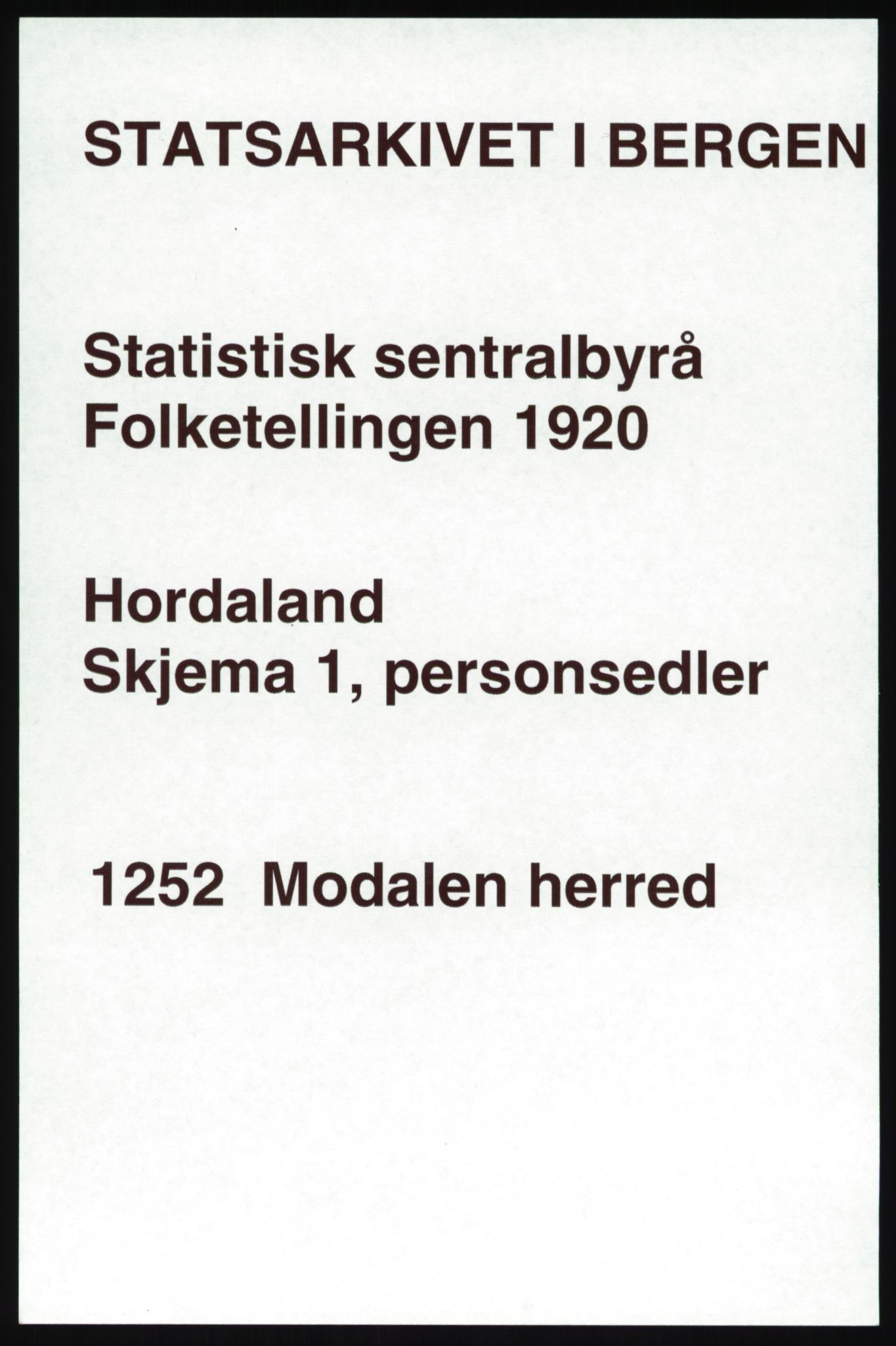 SAB, Folketelling 1920 for 1252 Modalen herred, 1920, s. 262