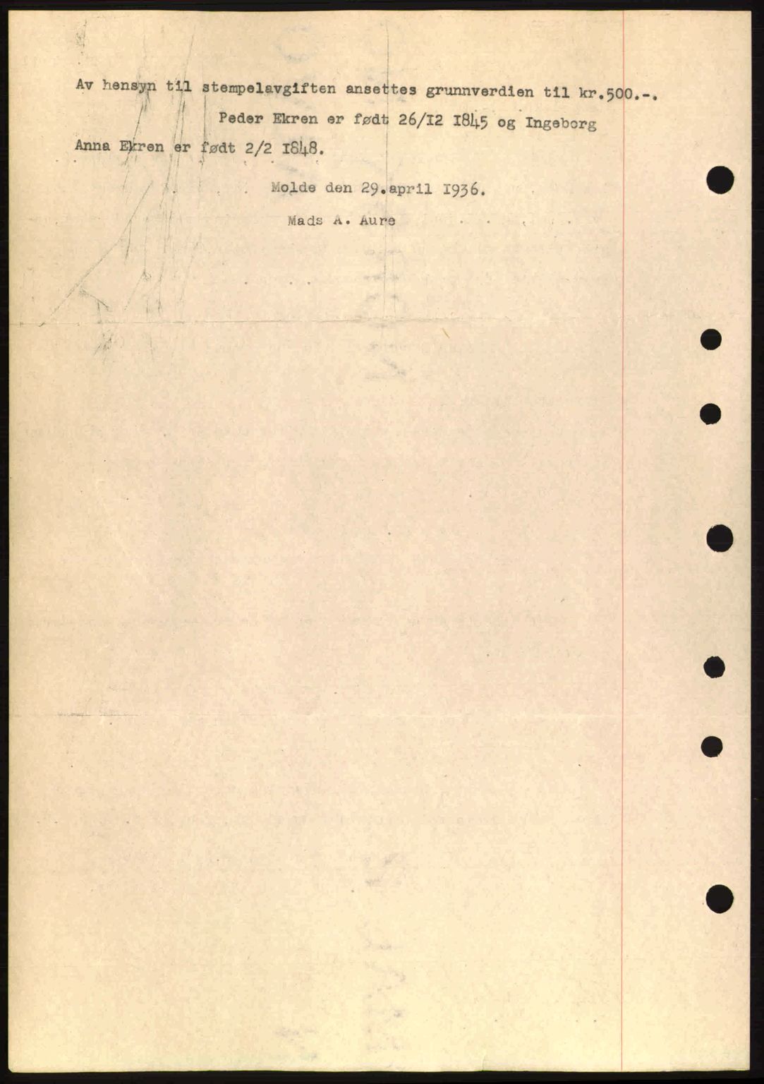 Romsdal sorenskriveri, SAT/A-4149/1/2/2C: Pantebok nr. A1, 1936-1936, Dagboknr: 925/1936